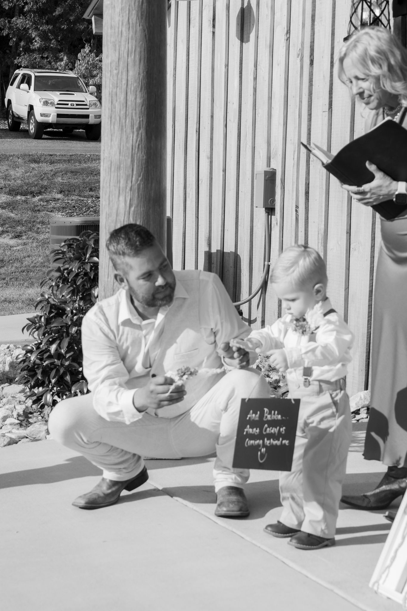 Joyful wedding party celebrating together