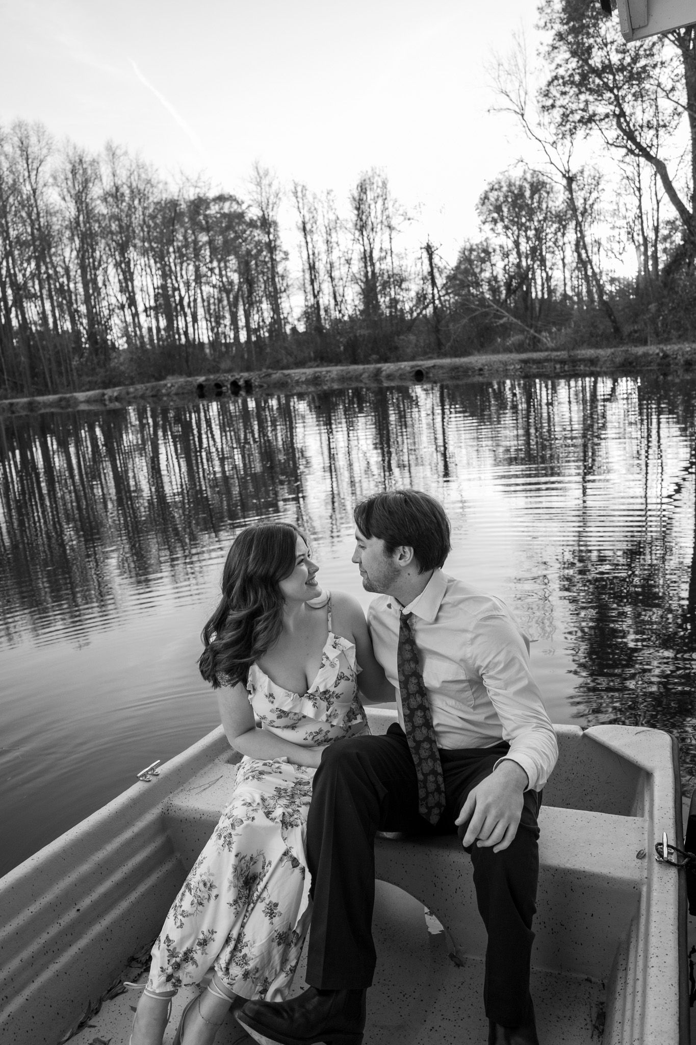 Couple sharing a romantic moment during engagement session