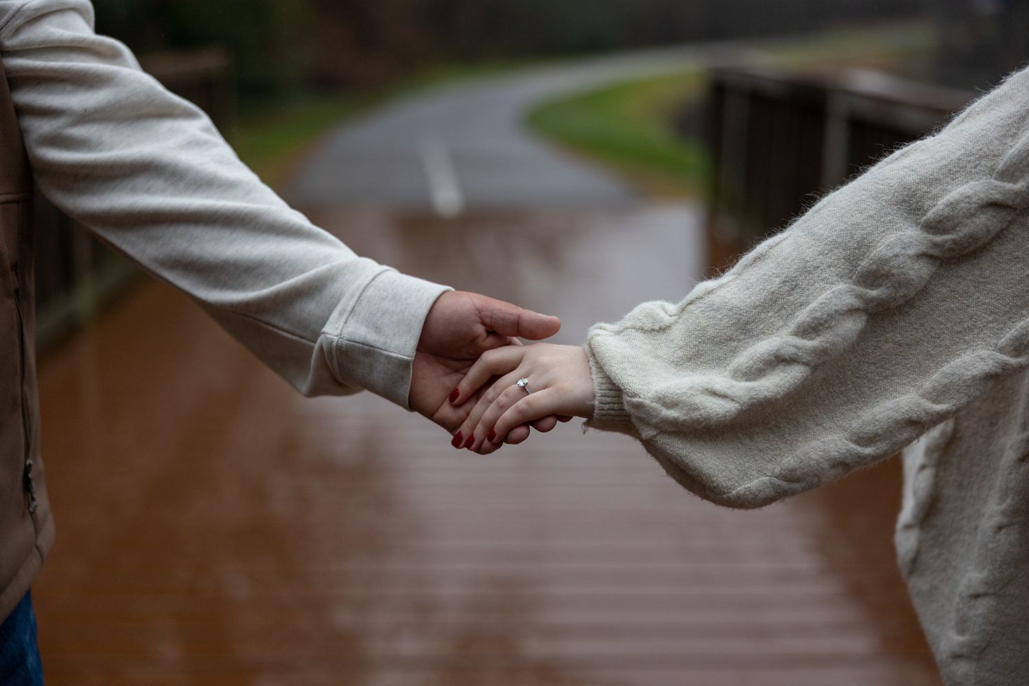 Couple sharing a romantic moment during engagement session