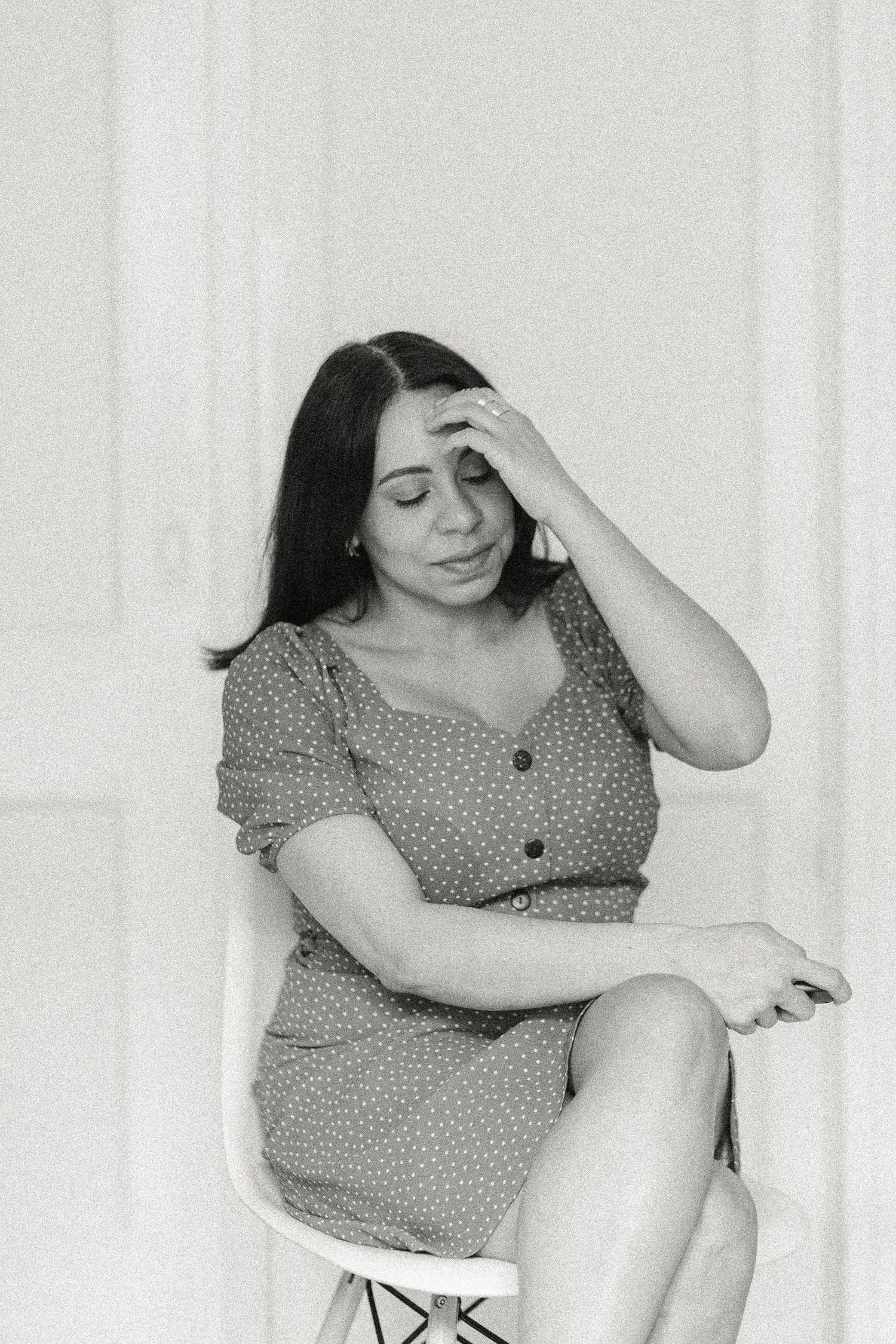 Black and white self-portrait of NYC Family Photographer Paula Brearley
