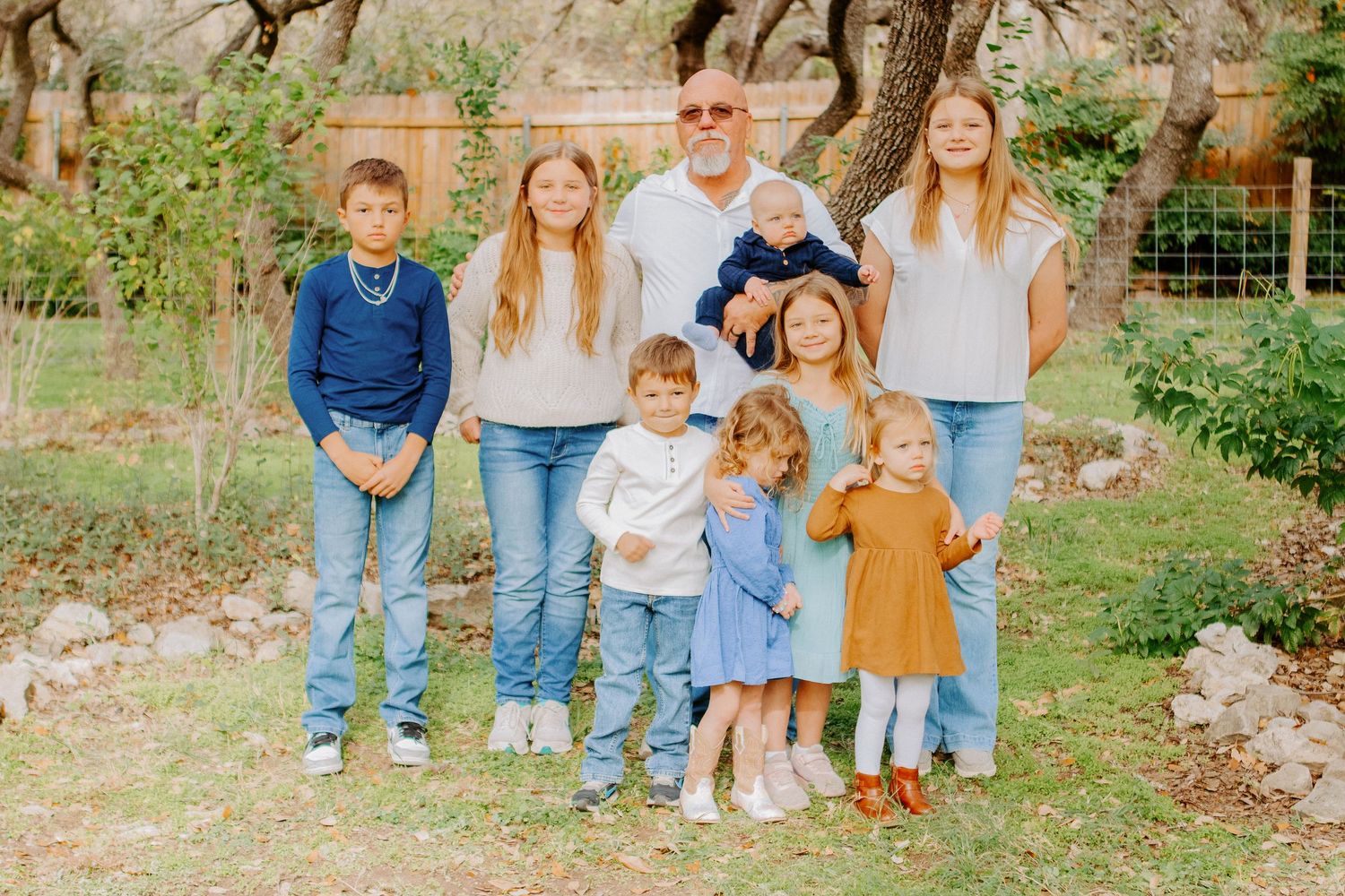 family in backyard