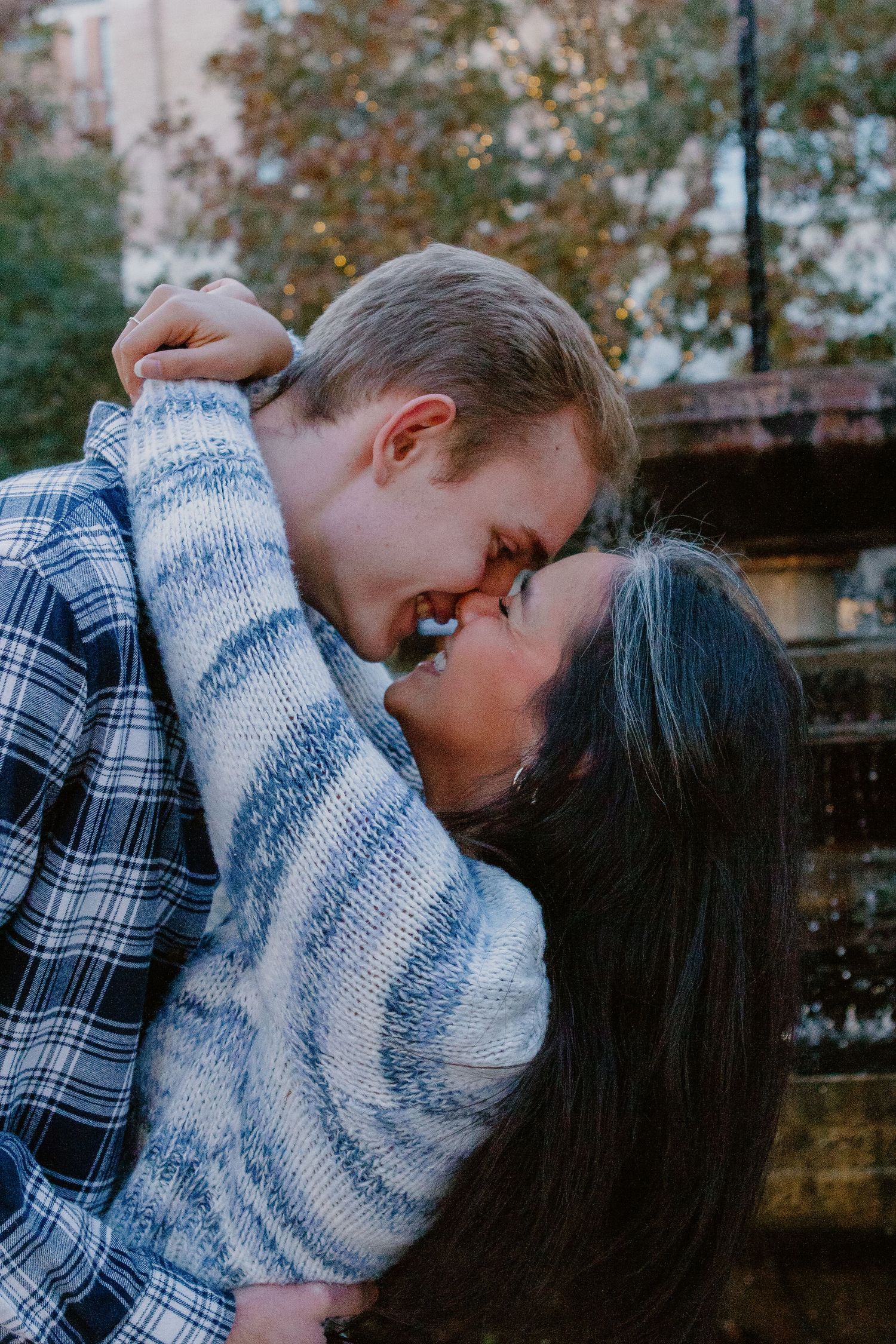 couple in front of fountain