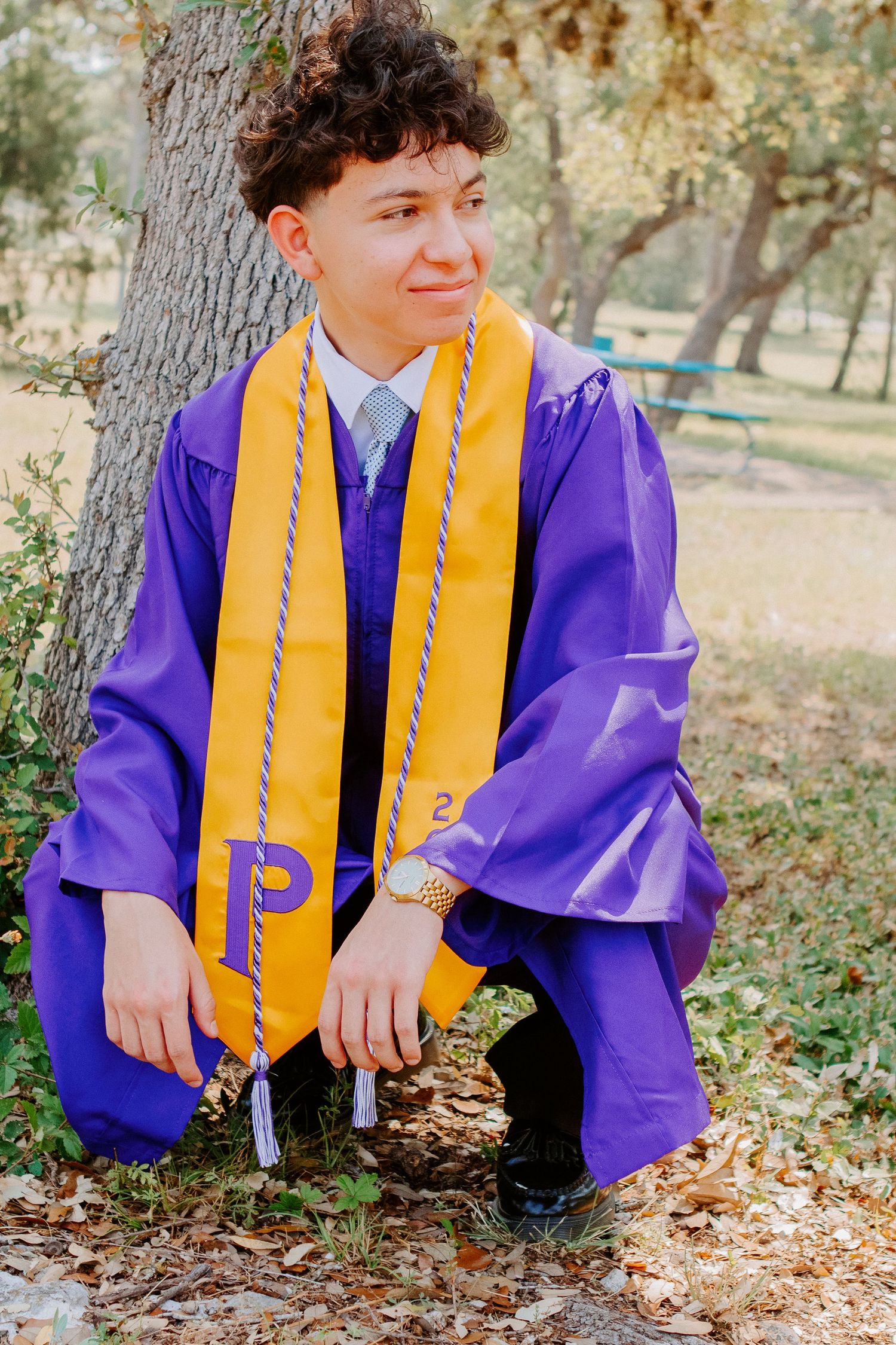 senior guy in gown