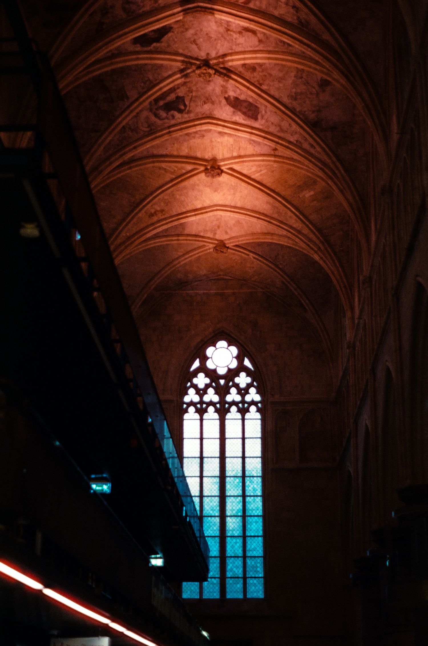 A colored 35mm film of the inside of a church