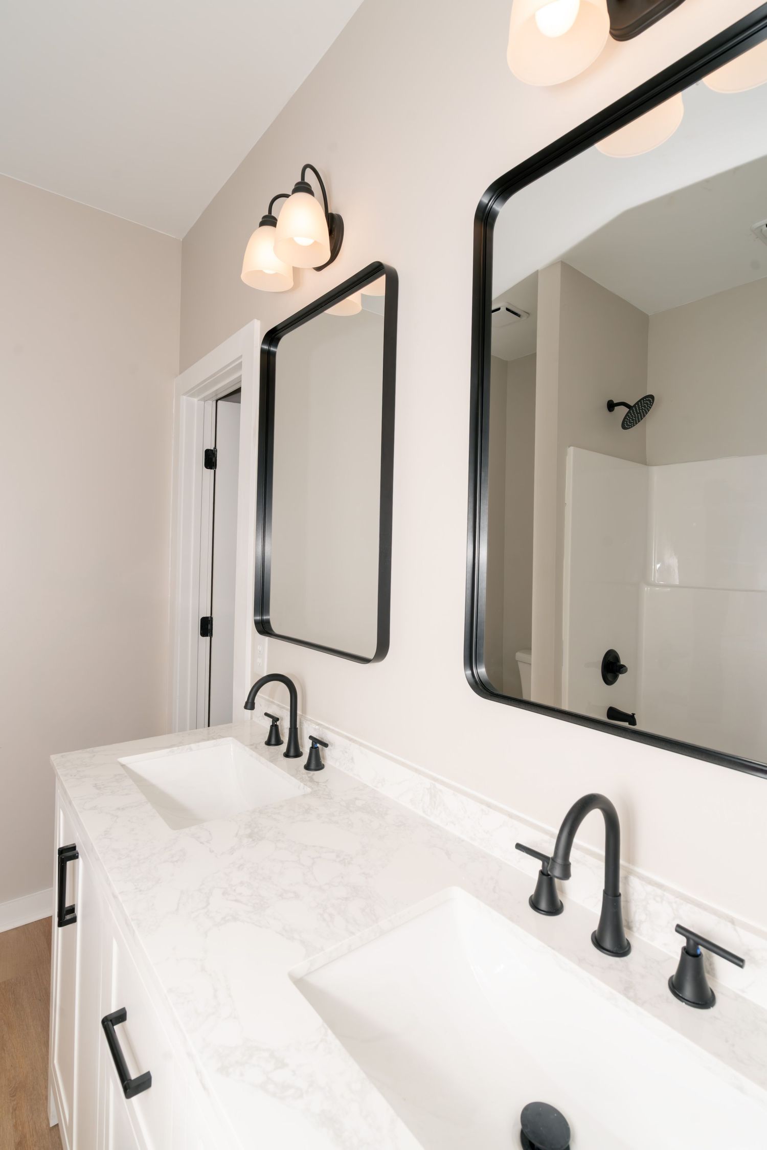 Double vanity in new house off of Herbert Allen road in Newton.
