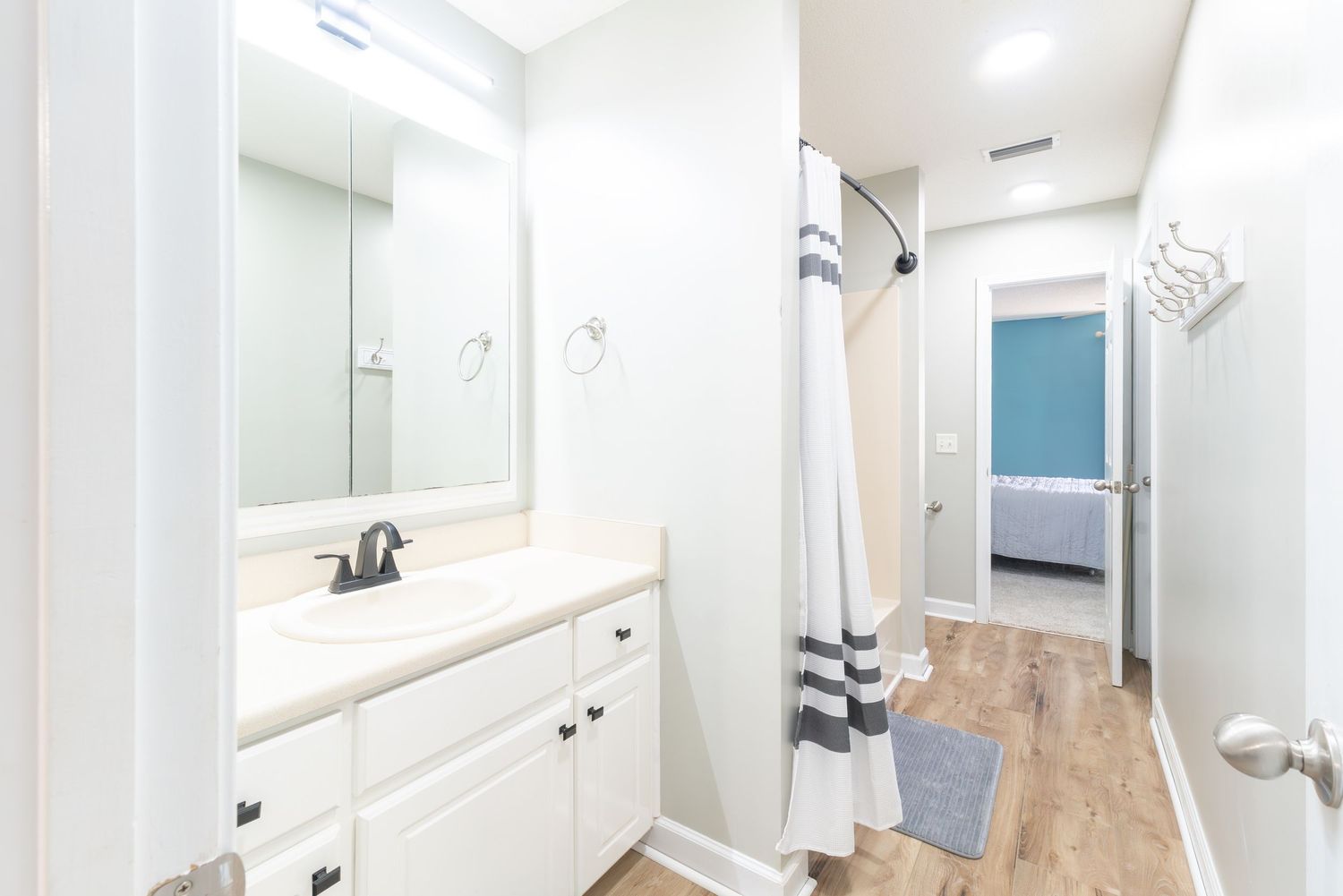 Walk through bathroom in house with swimming pool in Dothan.
