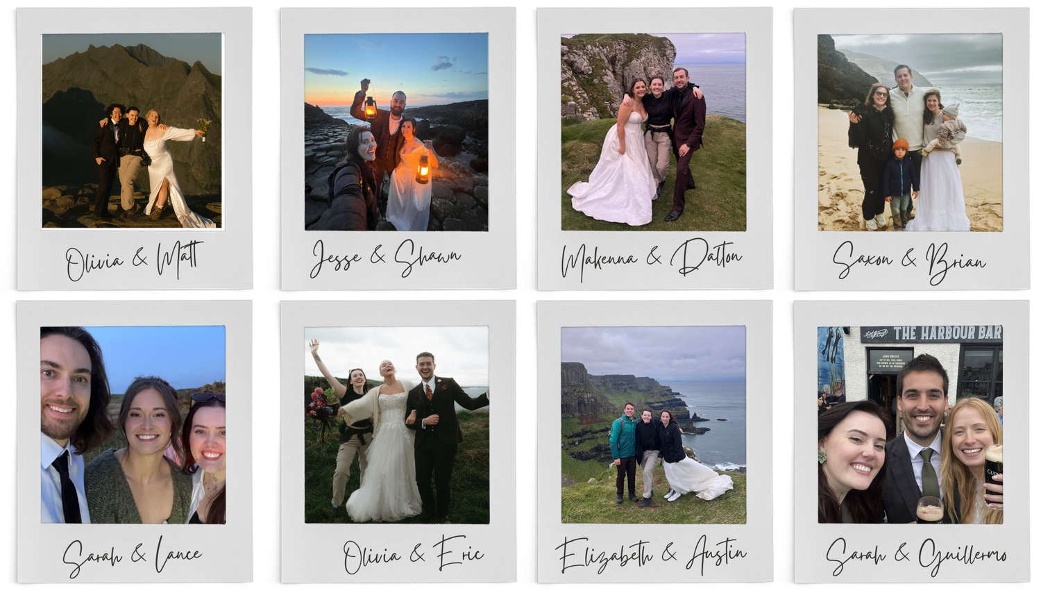 Grid of personal polaroid photographs arranged in a collage style display.
