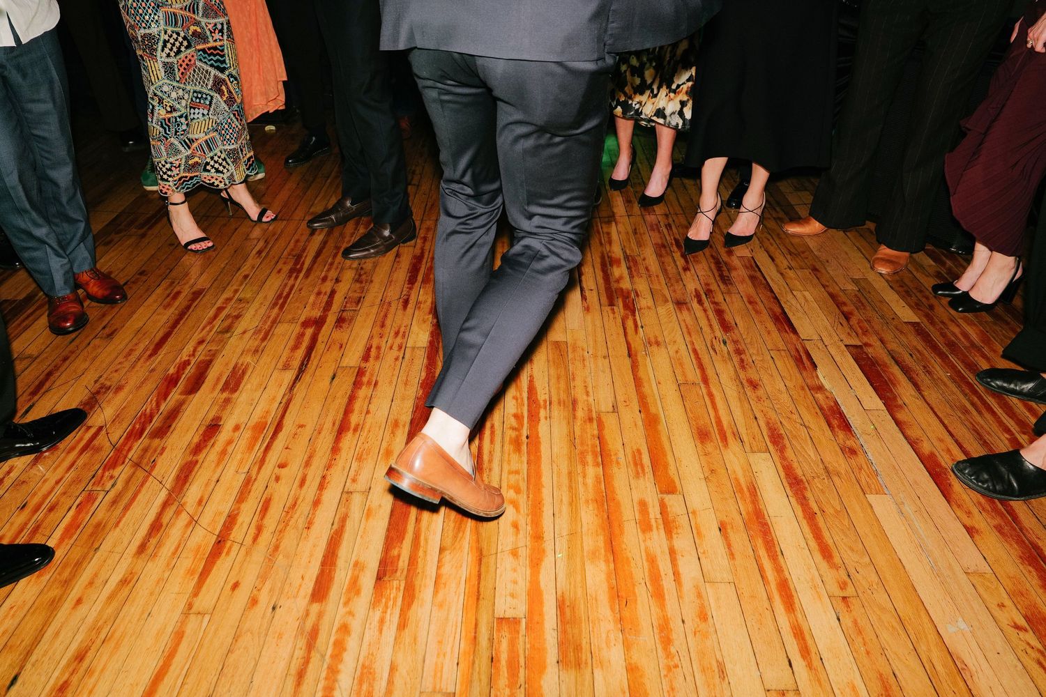 Wedding reception dancing feet detail, film photography by Palm Meadow Weddings New Orleans