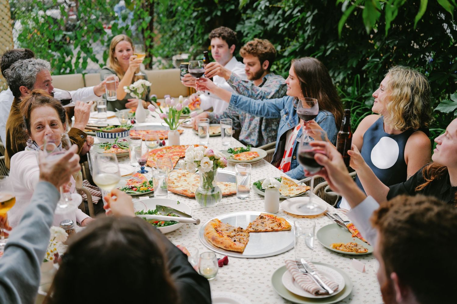 Wedding rehearsal dinner outdoors, documentary photography by Palm Meadow Weddings New Orleans