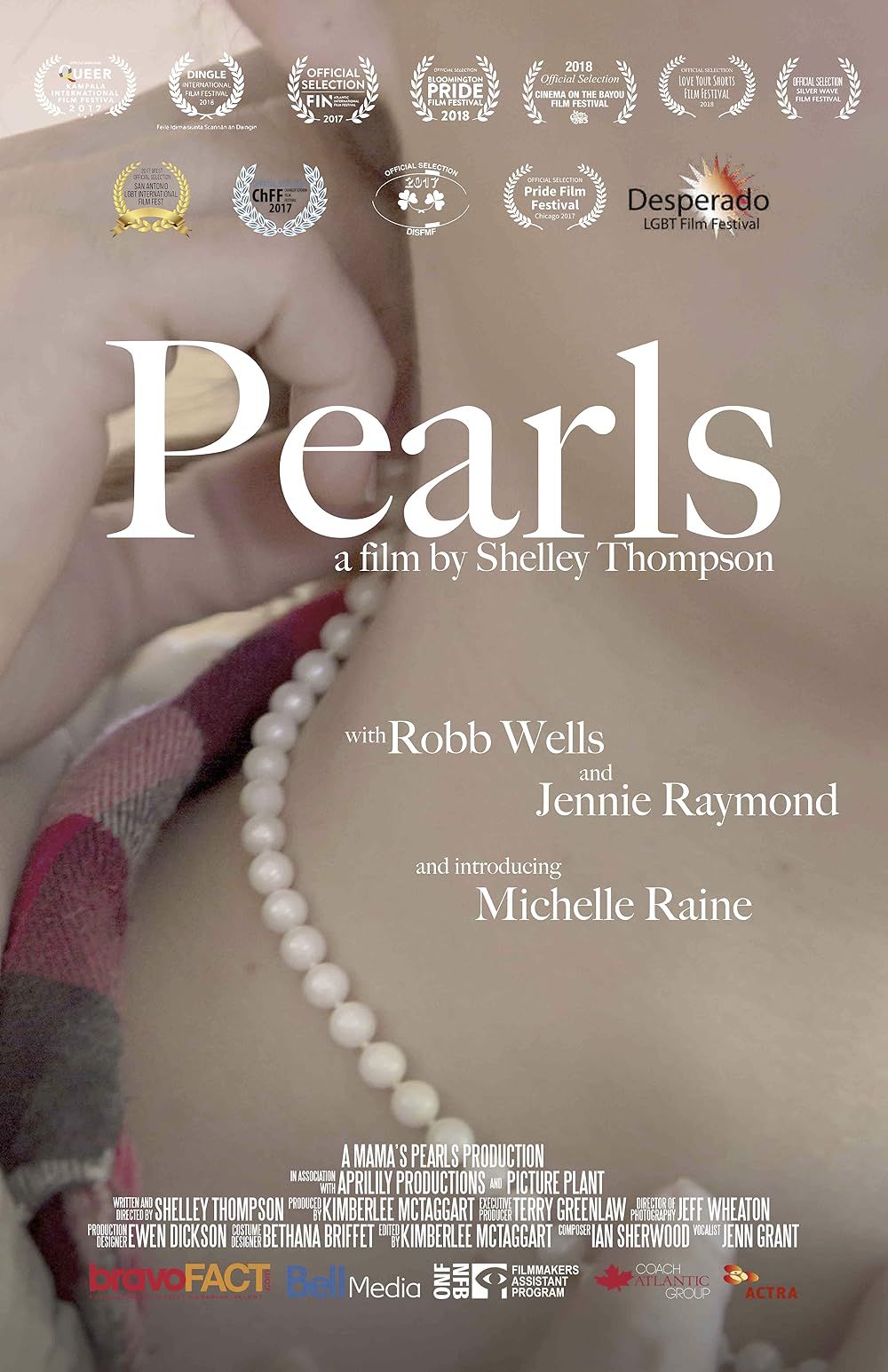 Pearls Short Film Cover - A close up of a woman's neck with a pearl necklace