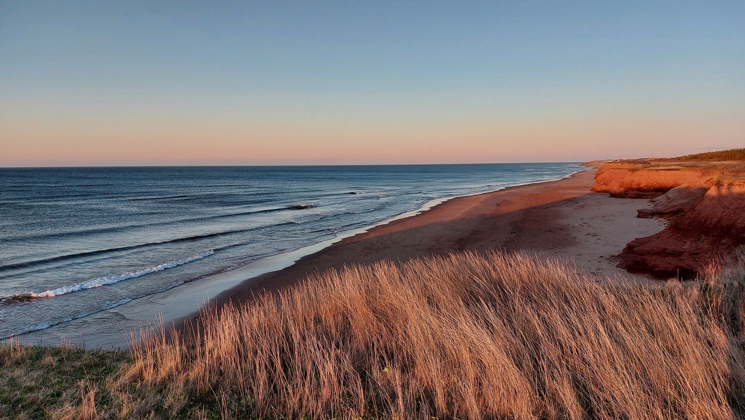 Beach grass is the foreground of a dusky beach scene in Nova Scotia
Photo Credit: Shelley Thompson