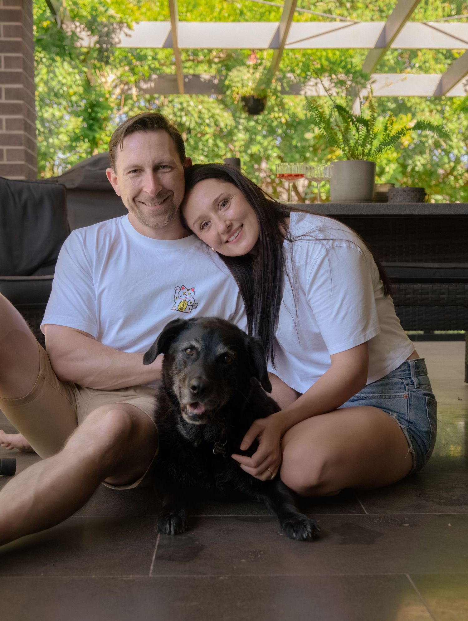 photo of family with their fur baby