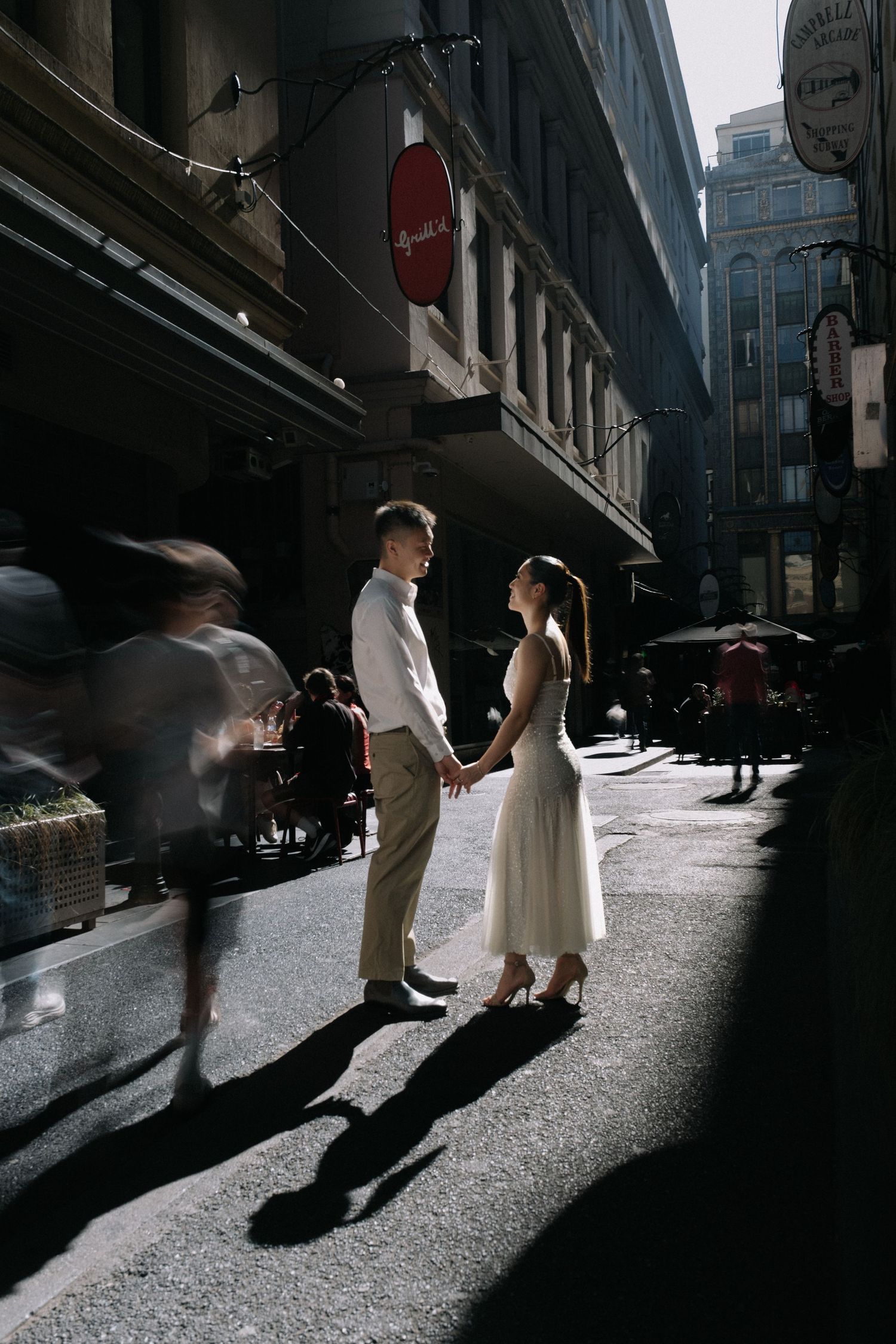 couples at one of Melbournes lanes