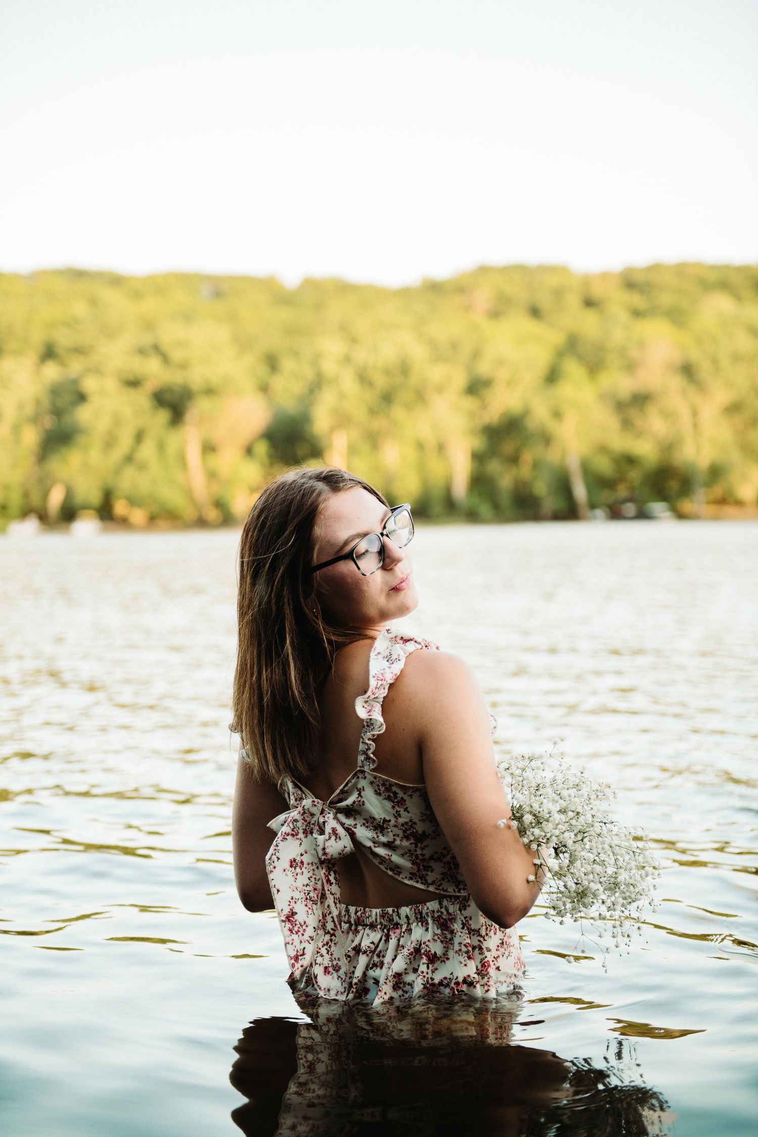 high school senior girl in river