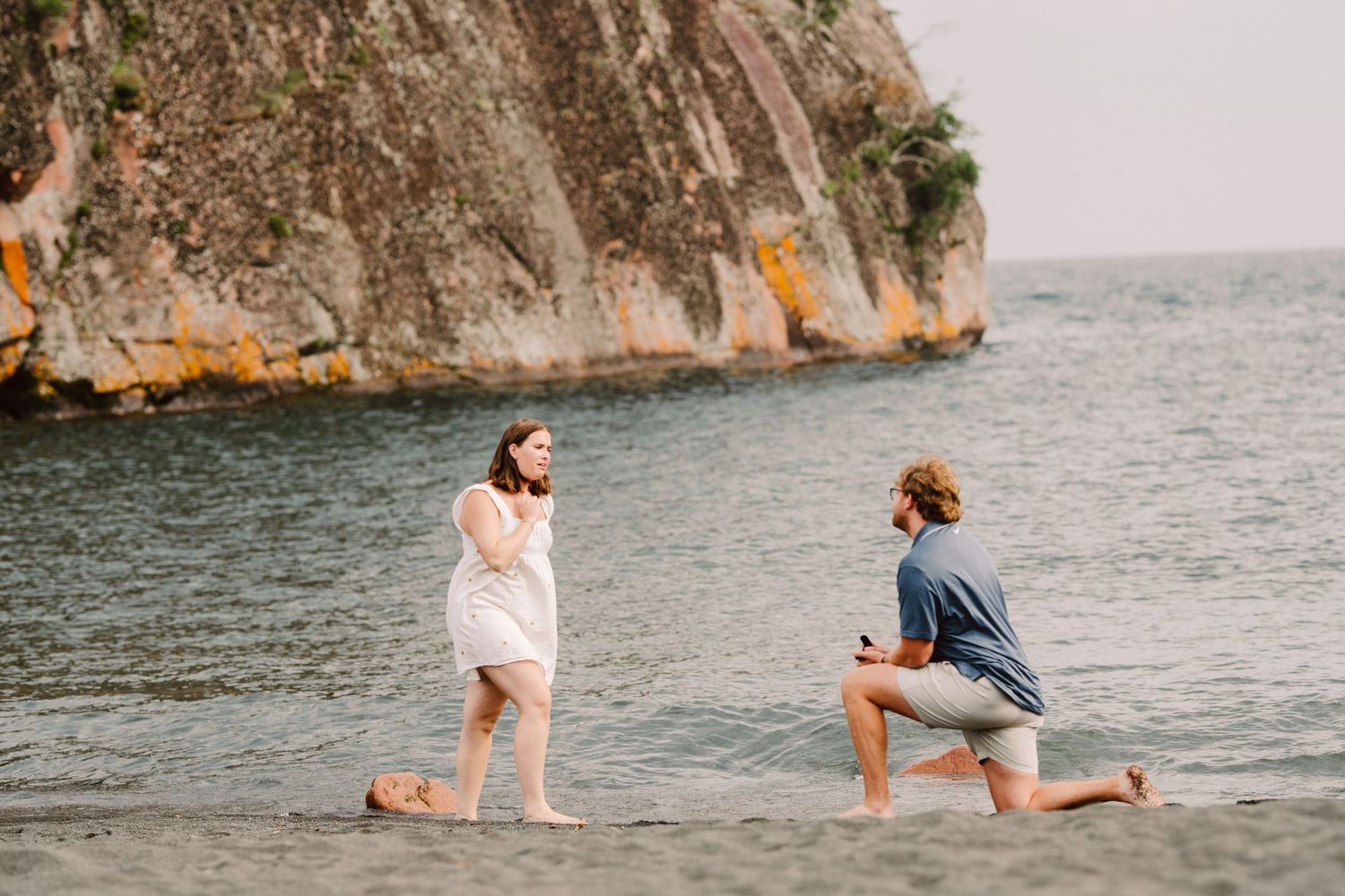 surprise proposal at black sand beach