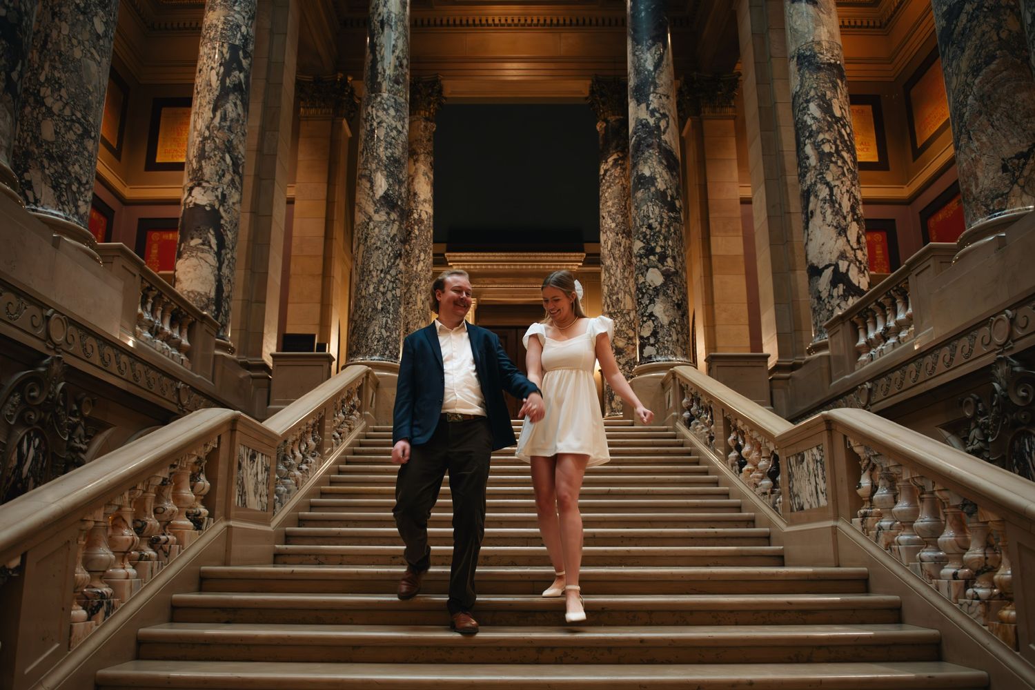 engagement photos inside minnesota state capitol