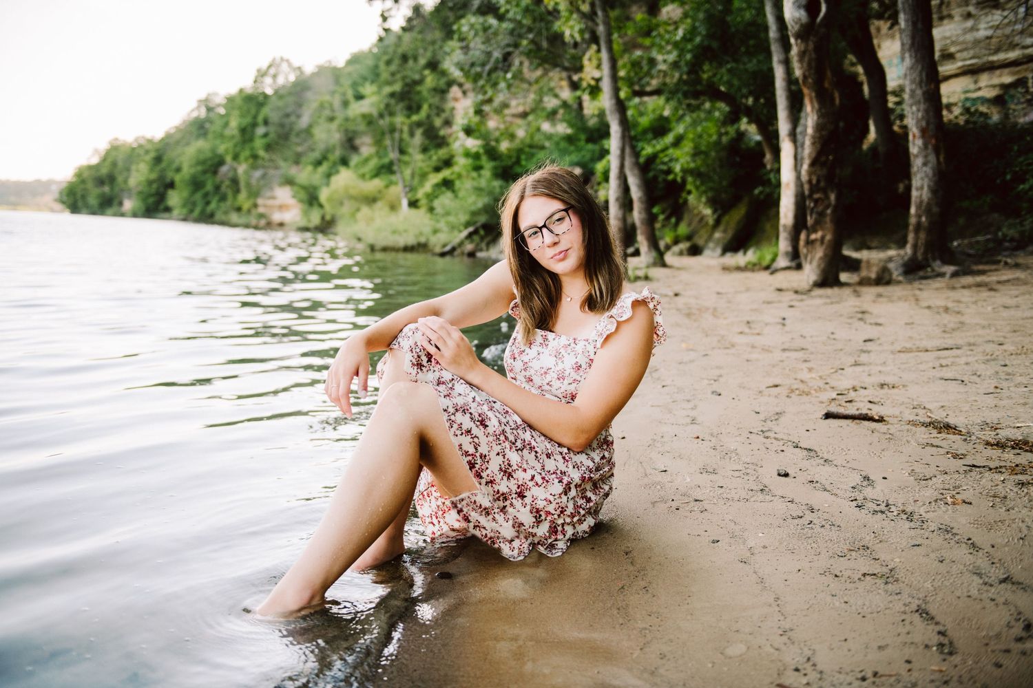 high school senior girl in river