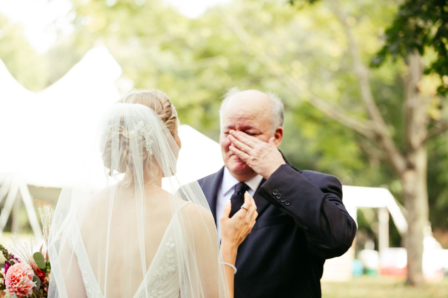 bride and father first look