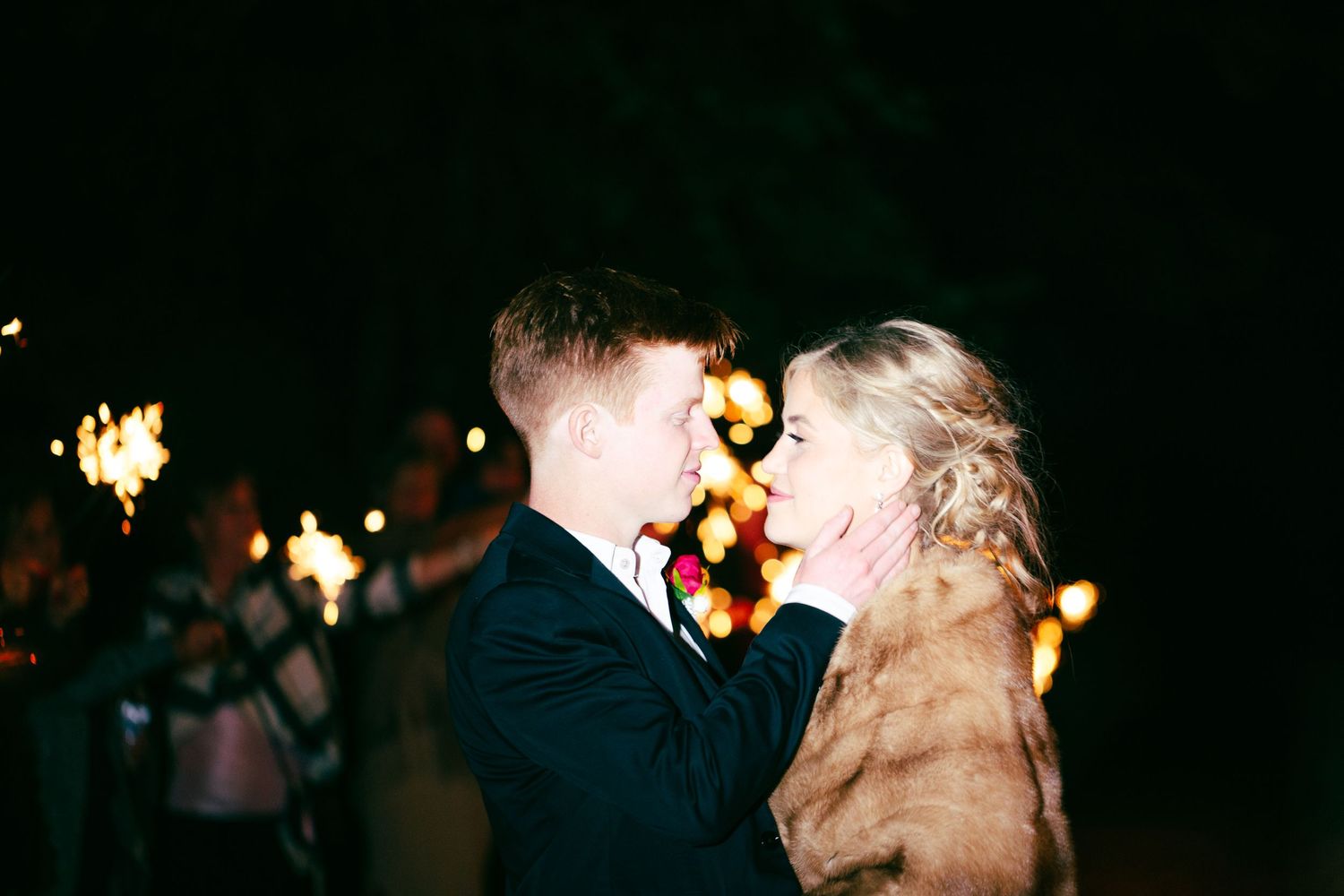 direct flash wedding sparkler exit photos