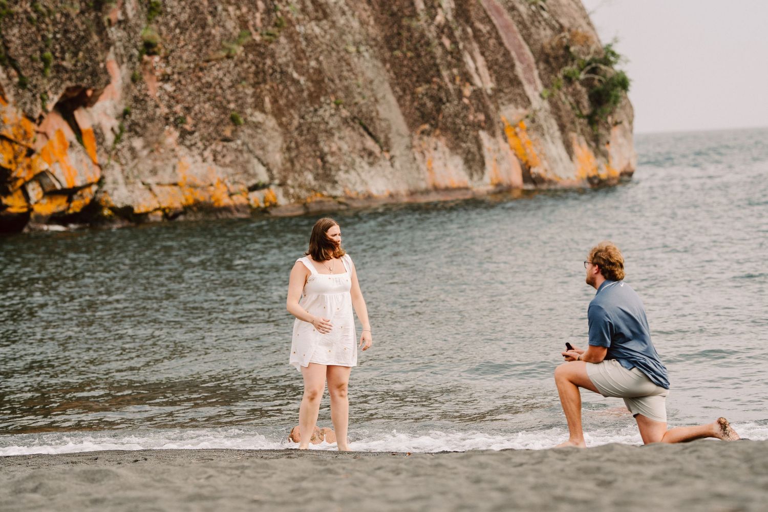 surprise proposal at black sand beach