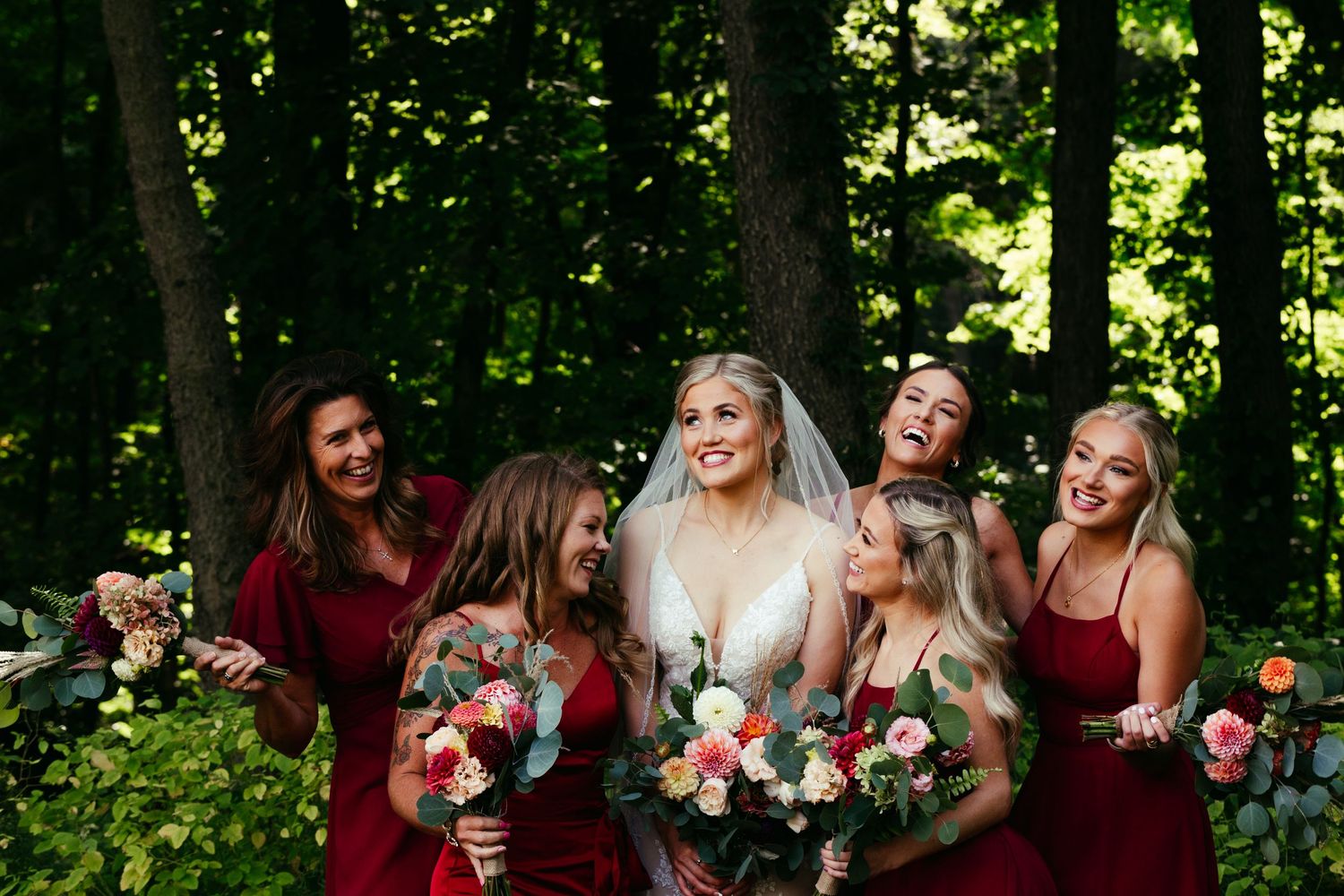 bride with bridesmaids