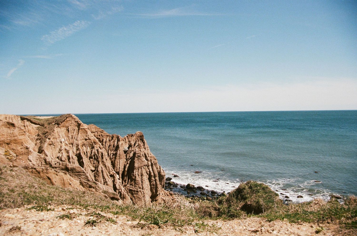 film photo of ocean side cliff