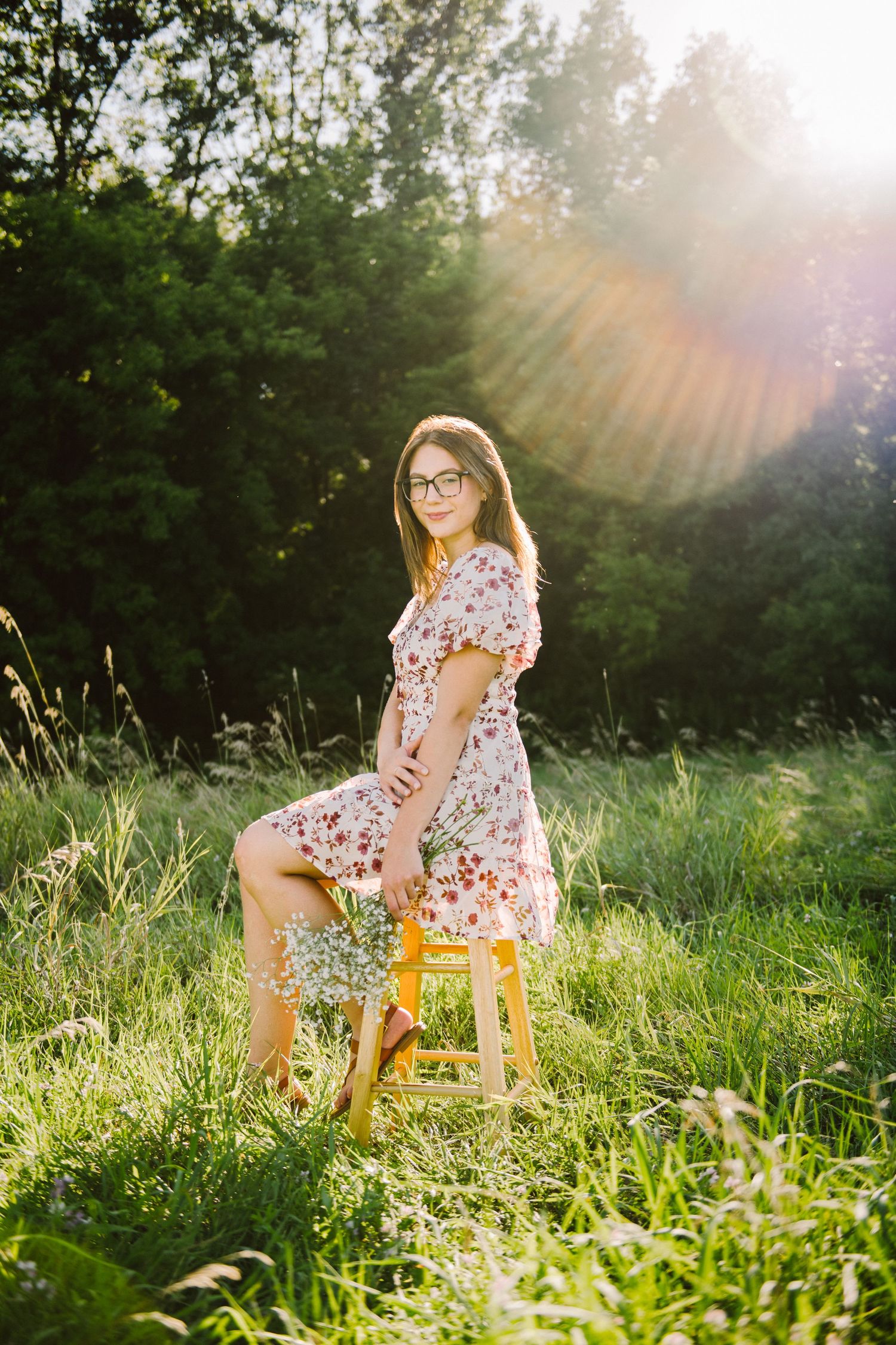 high school senior girl in field