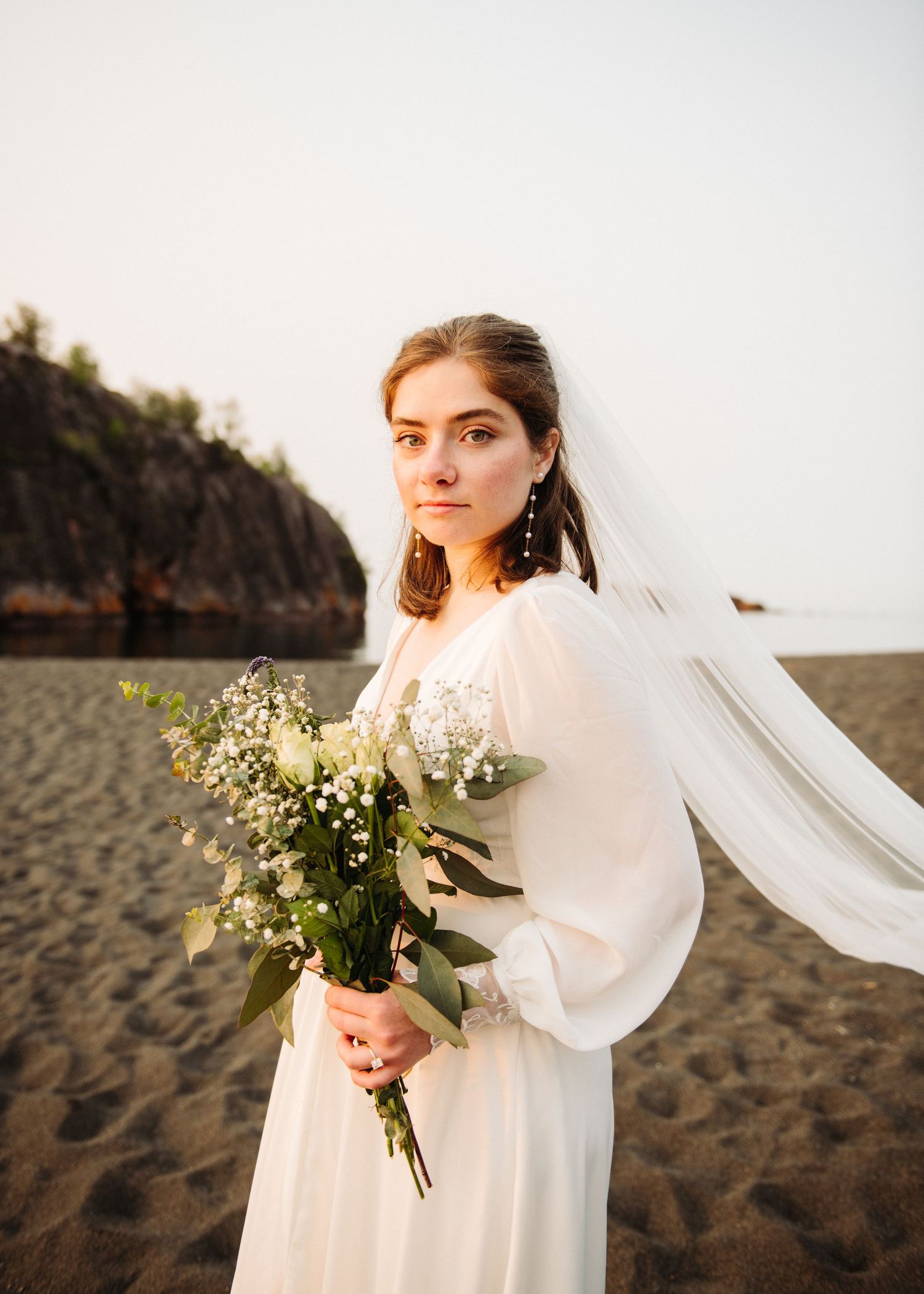 bridal portraits minnesota wedding north shore lake superior