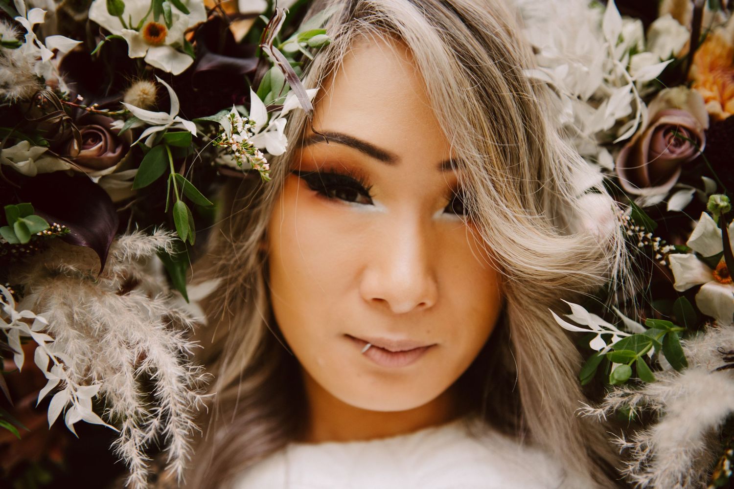 bridal portrait with flowers