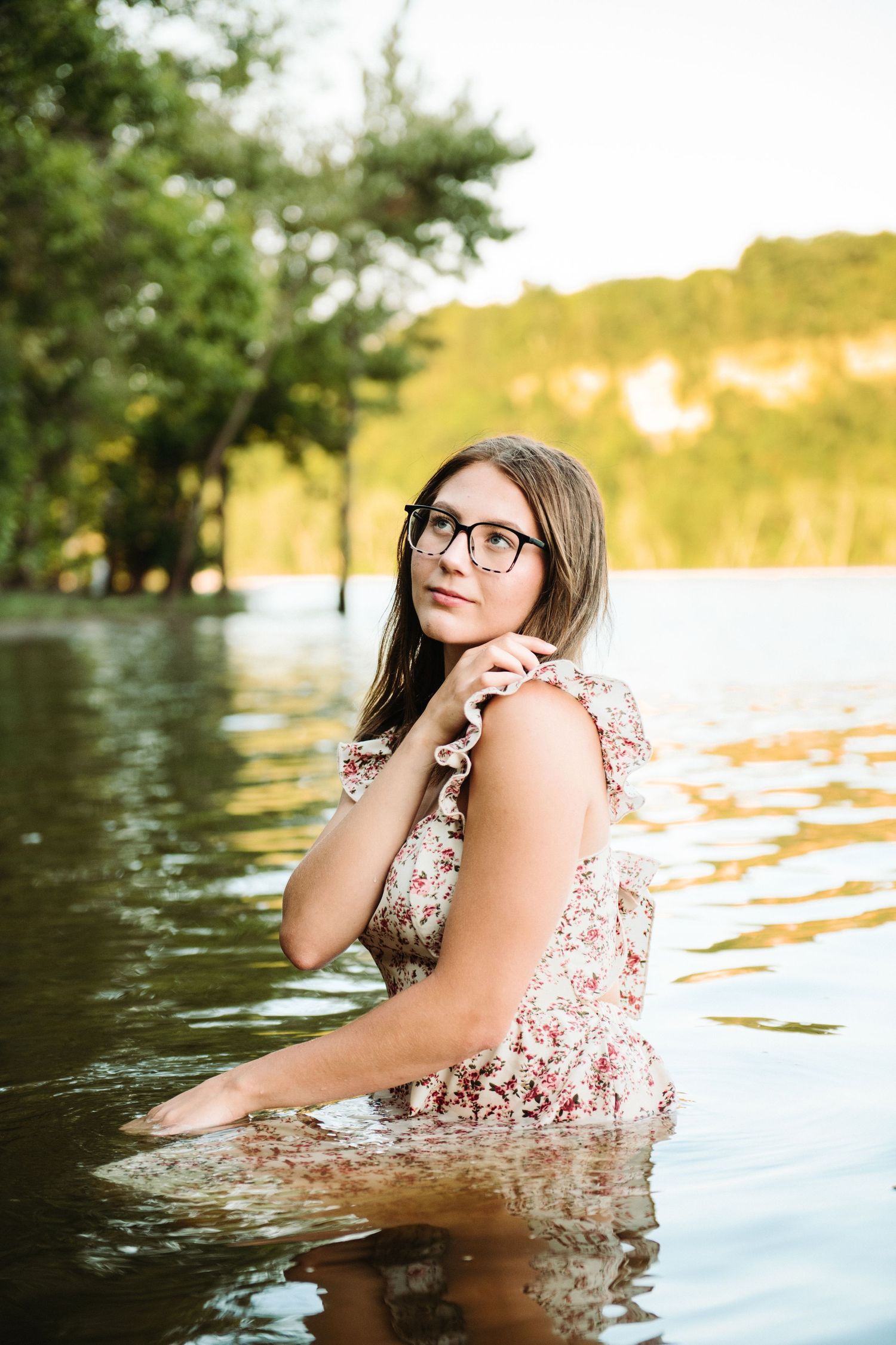 high school senior girl in river