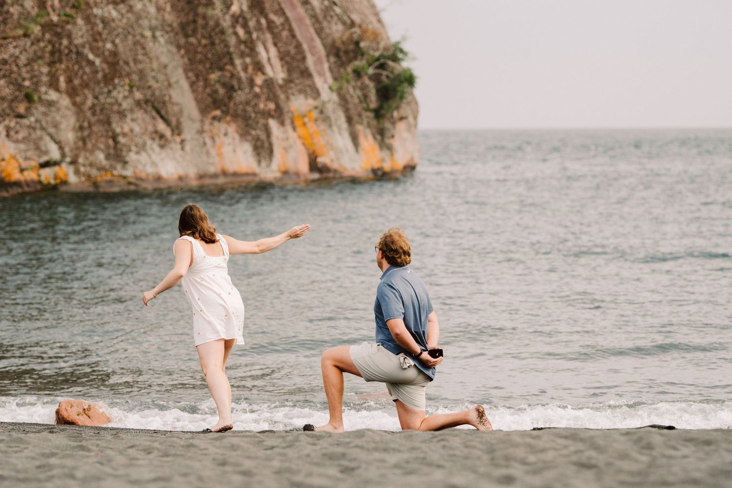 surprise proposal at black sand beach