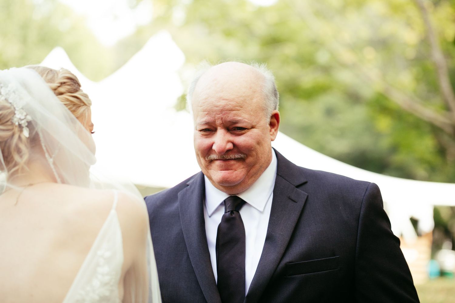 bride and father first look