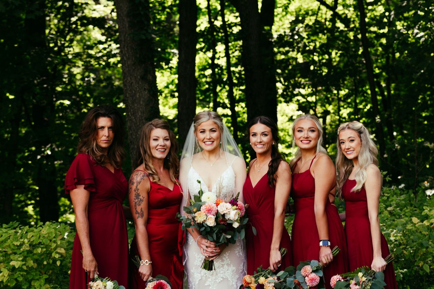 bride with bridesmaids