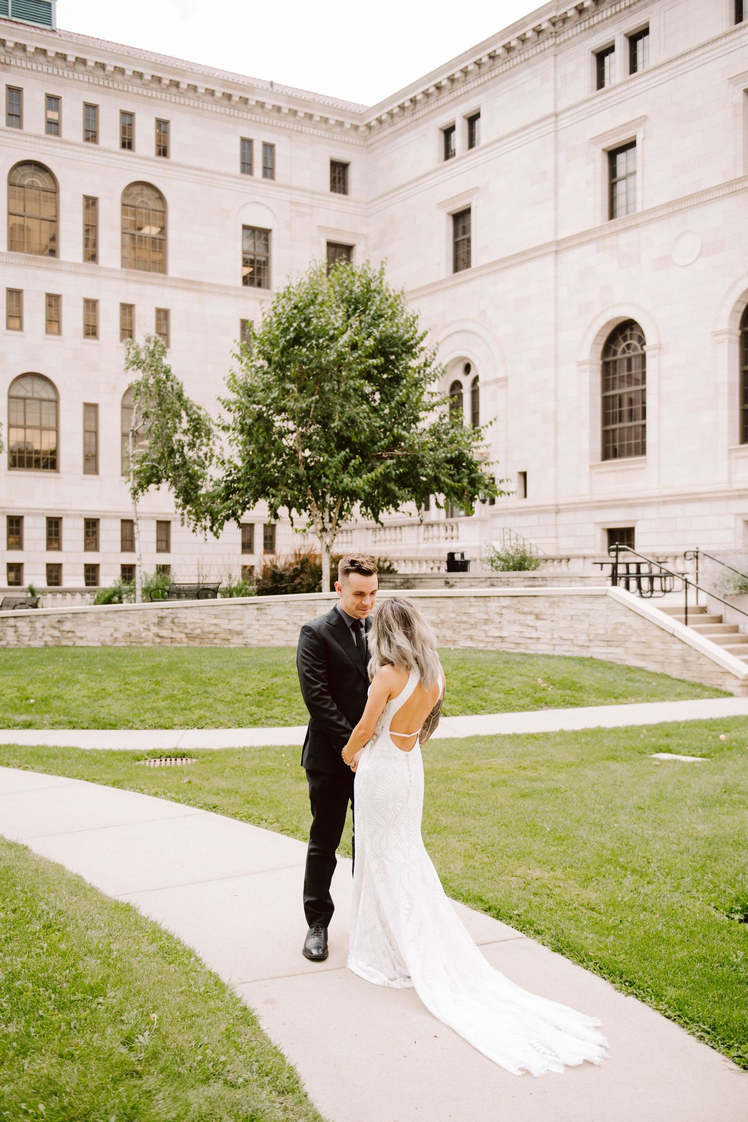 bride and groom first look st. paul