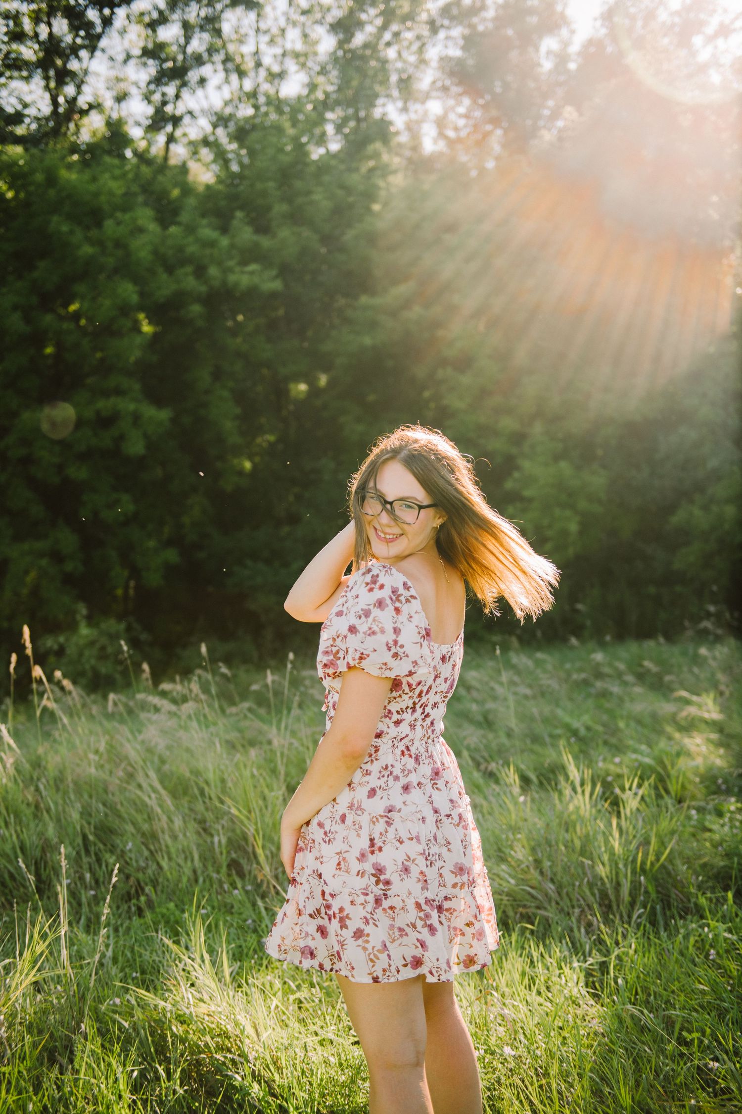 high school senior girl in field