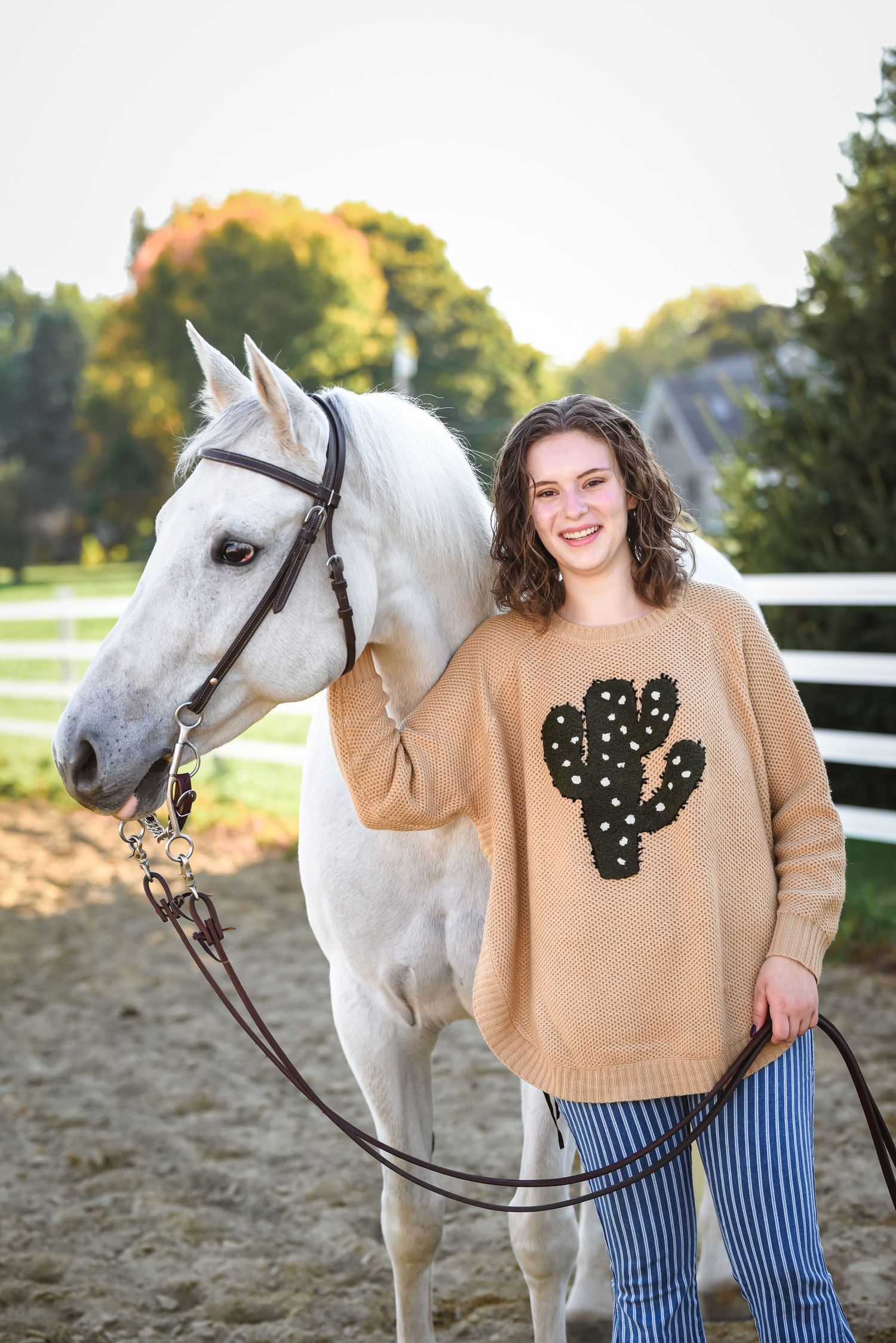 Senior session with horses near Cleveland, Ohio