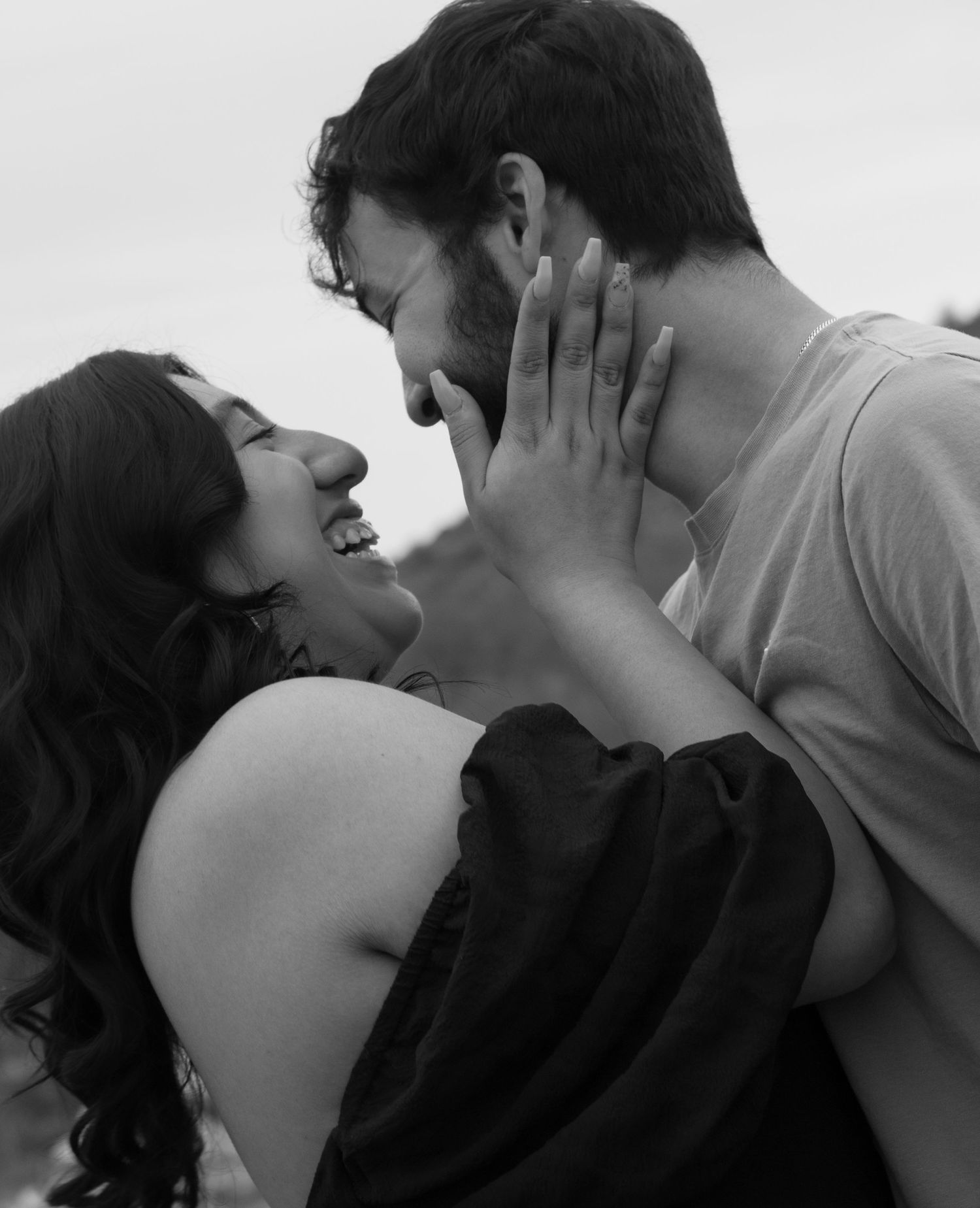 Close-up of hands, glances, and gentle touches