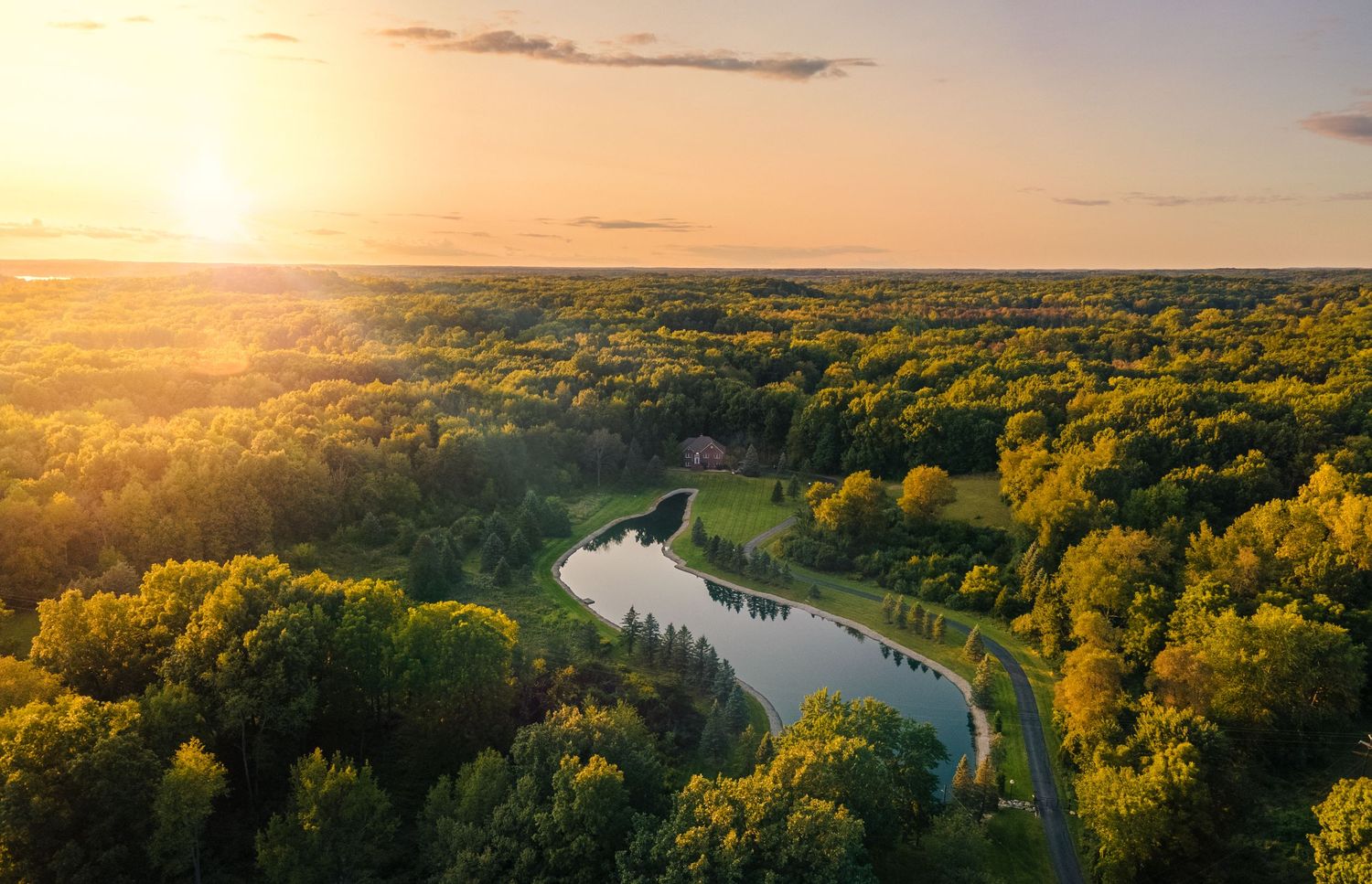 drone photo of pond