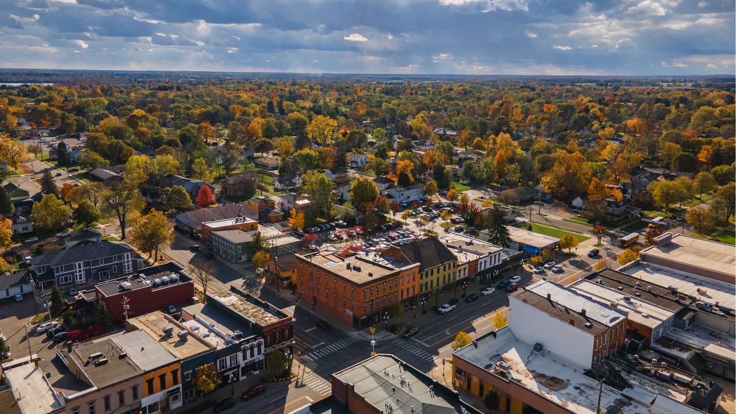 drone photo of tecumseh, michigan