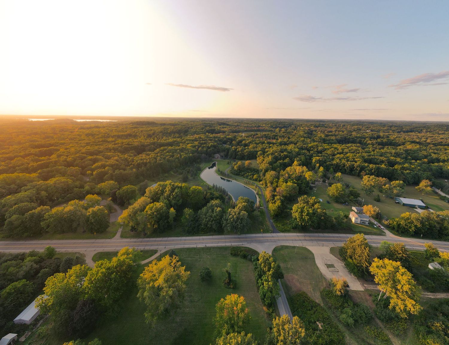 drone photo of pond