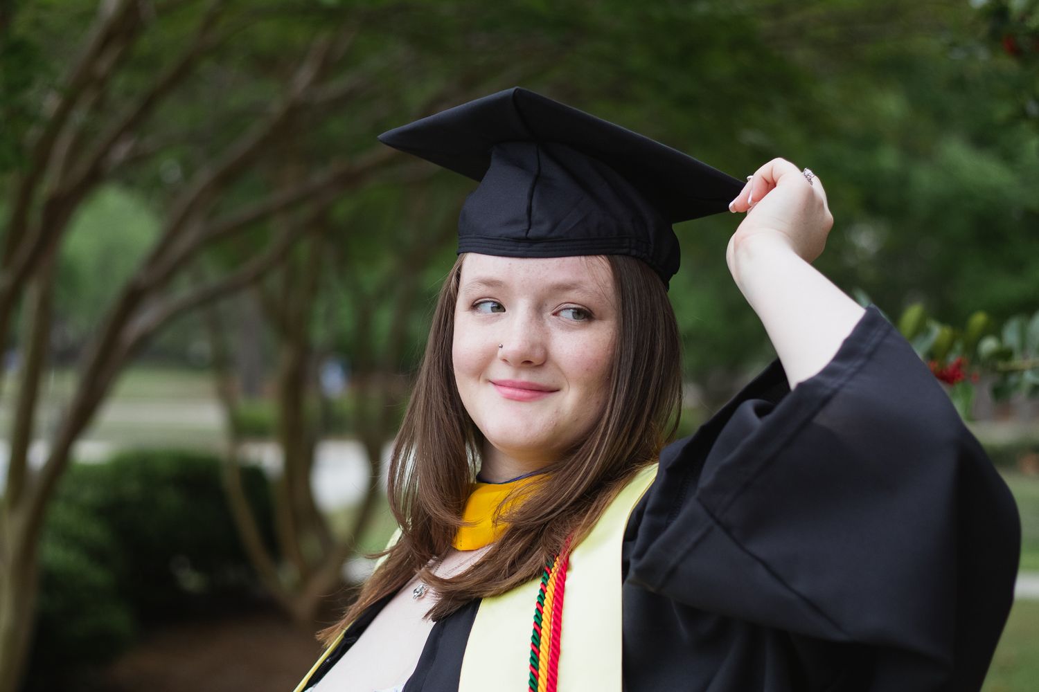 College Francis Marion graduate portraits posing for a South Carolina photographer in Florence, SC for their senior pictures.