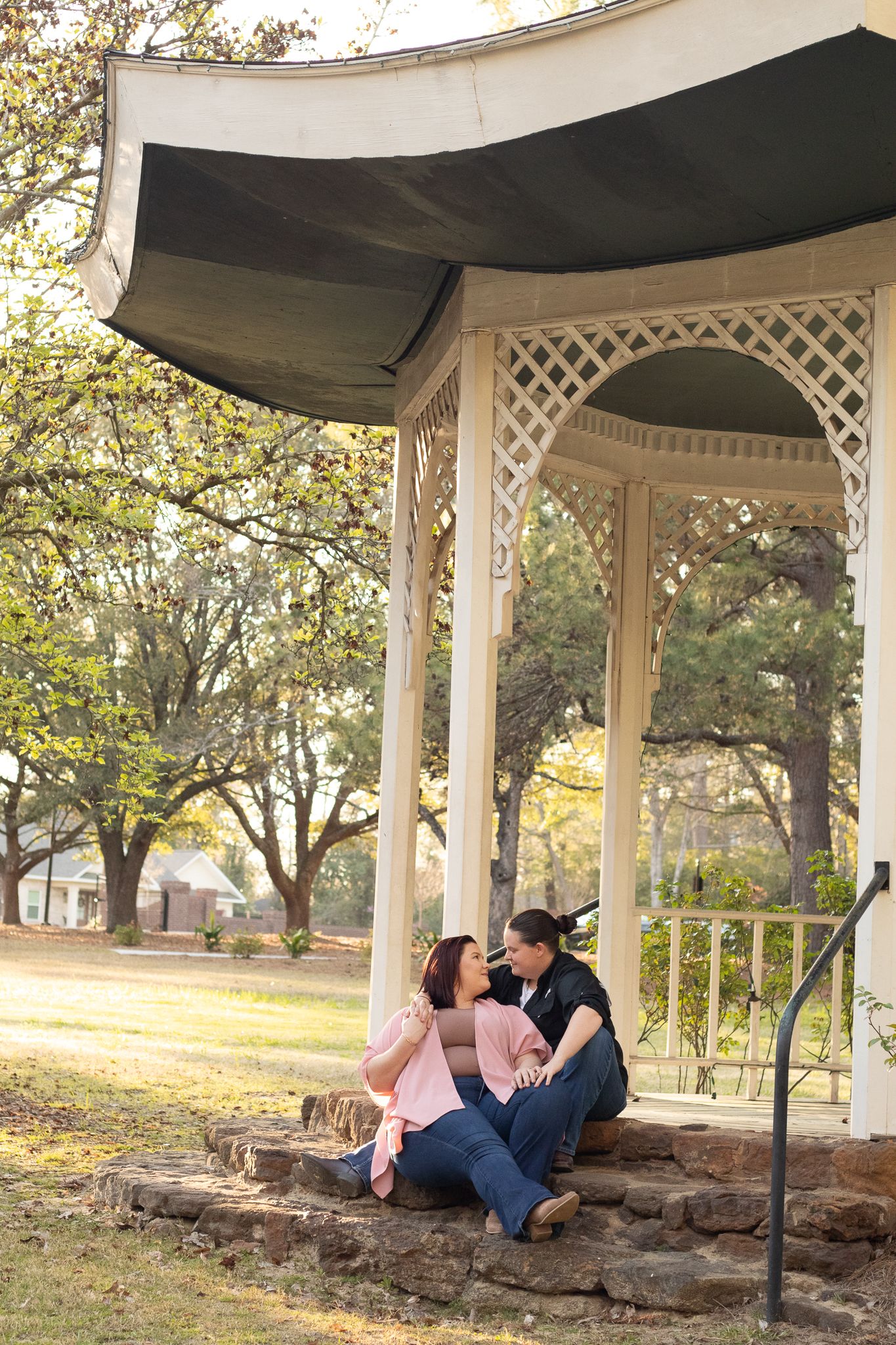 WLW gay LGBTQ couple South Carolina photographer photography Sumter, SC park outdoors candid true to color engagement photoshoot queer