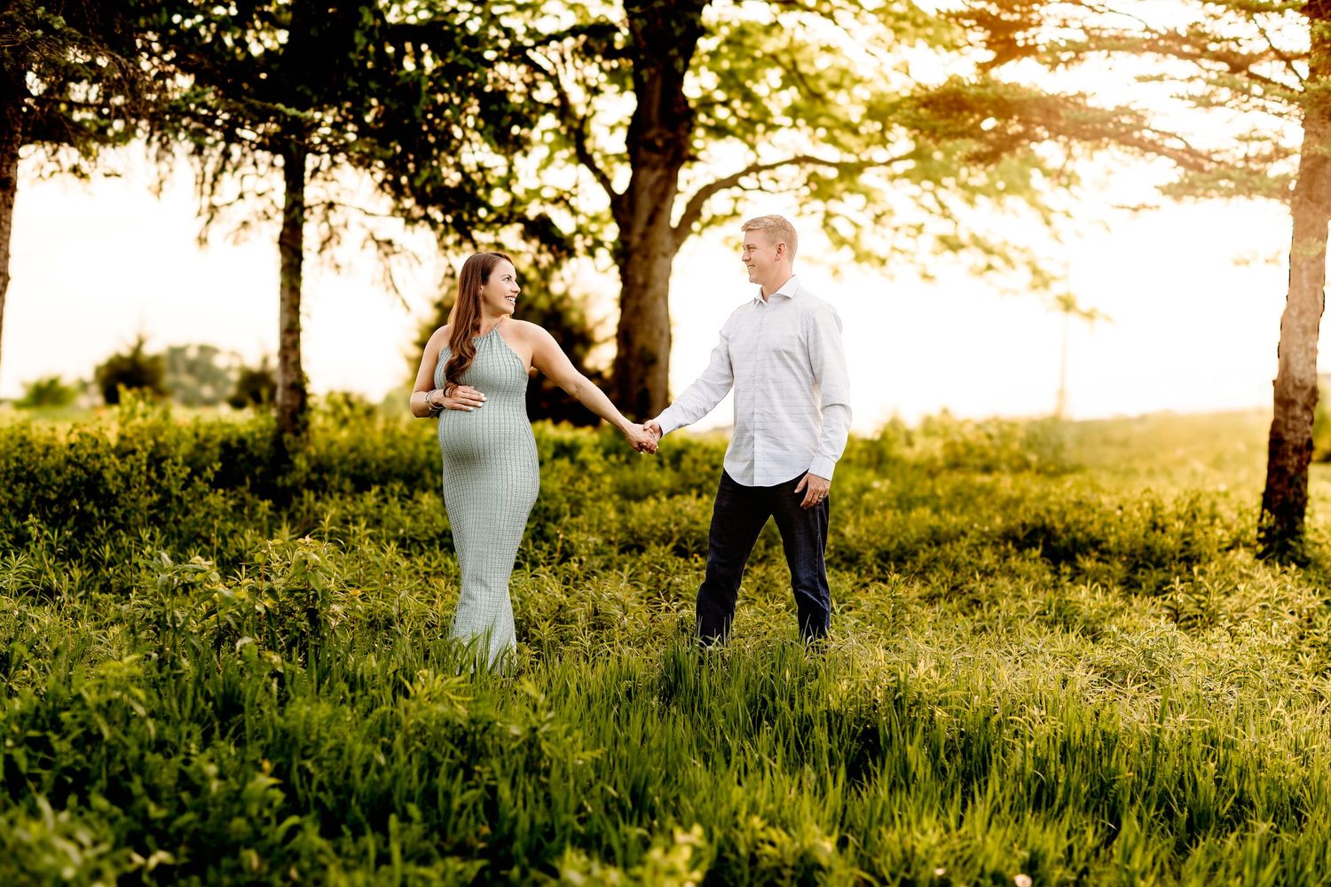 Fishers maternity couple portrait at golden hour