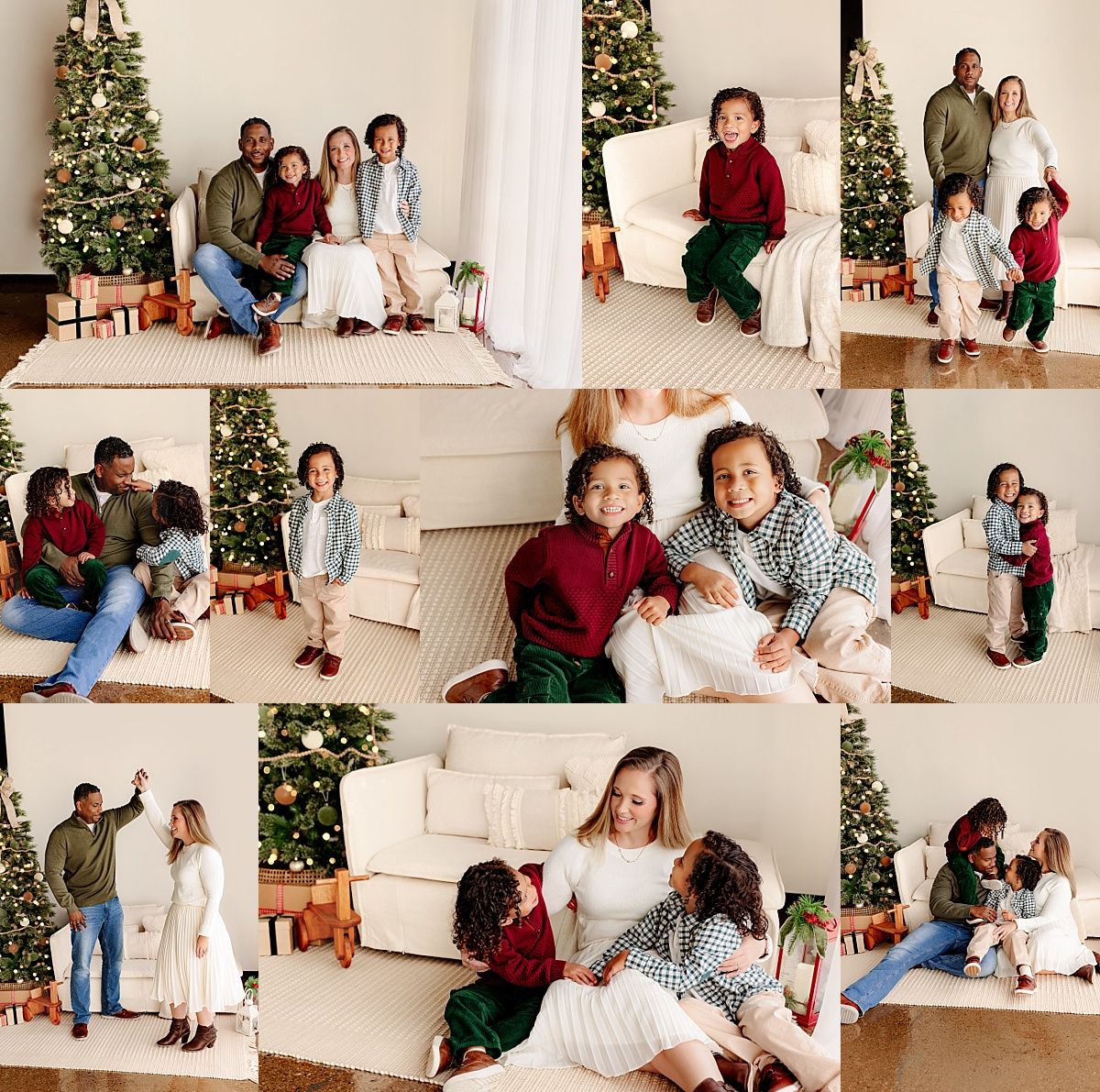 Collage of family christmas photos in Indianapolis Studio