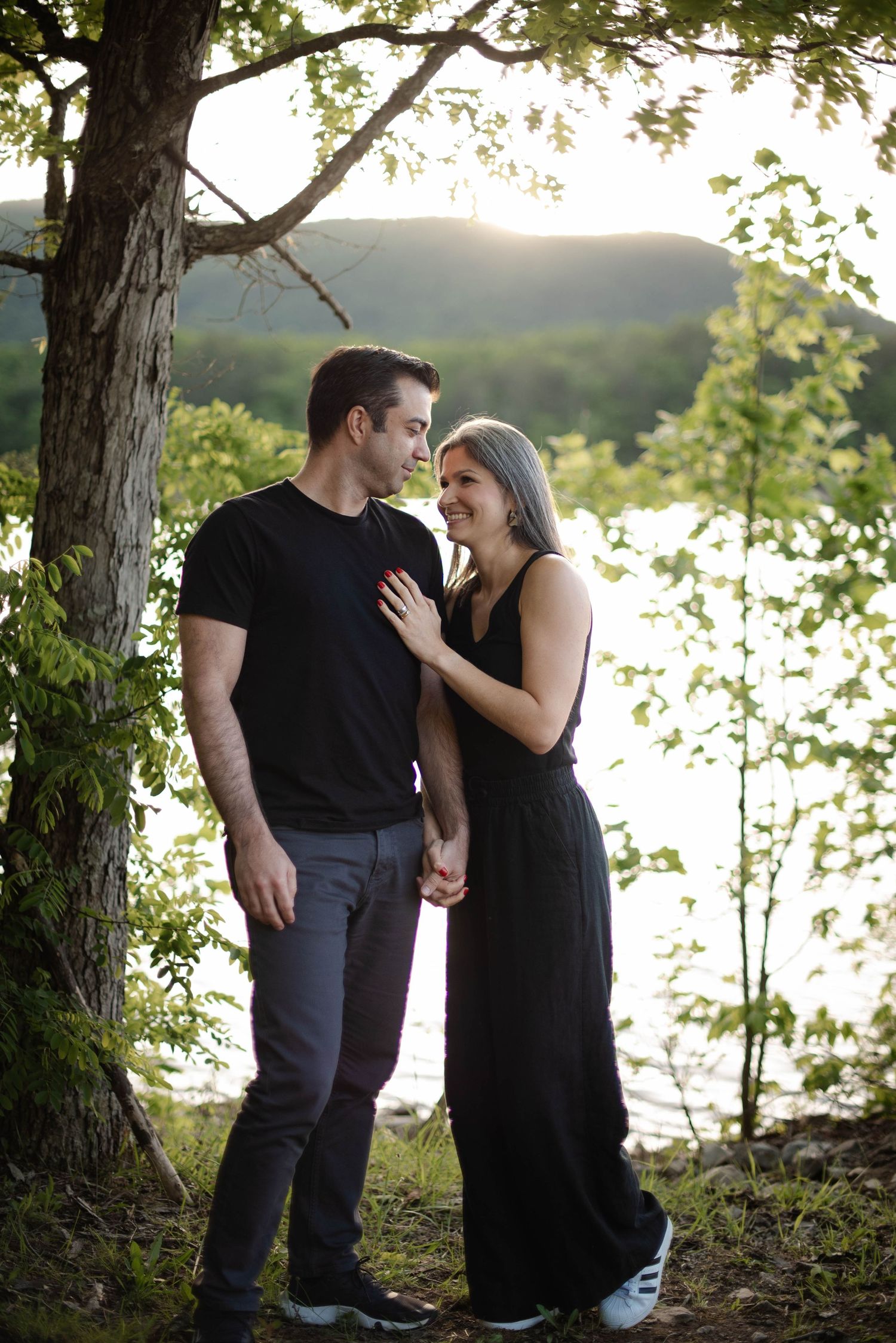 Couple in Roanoke, VA with mountain view