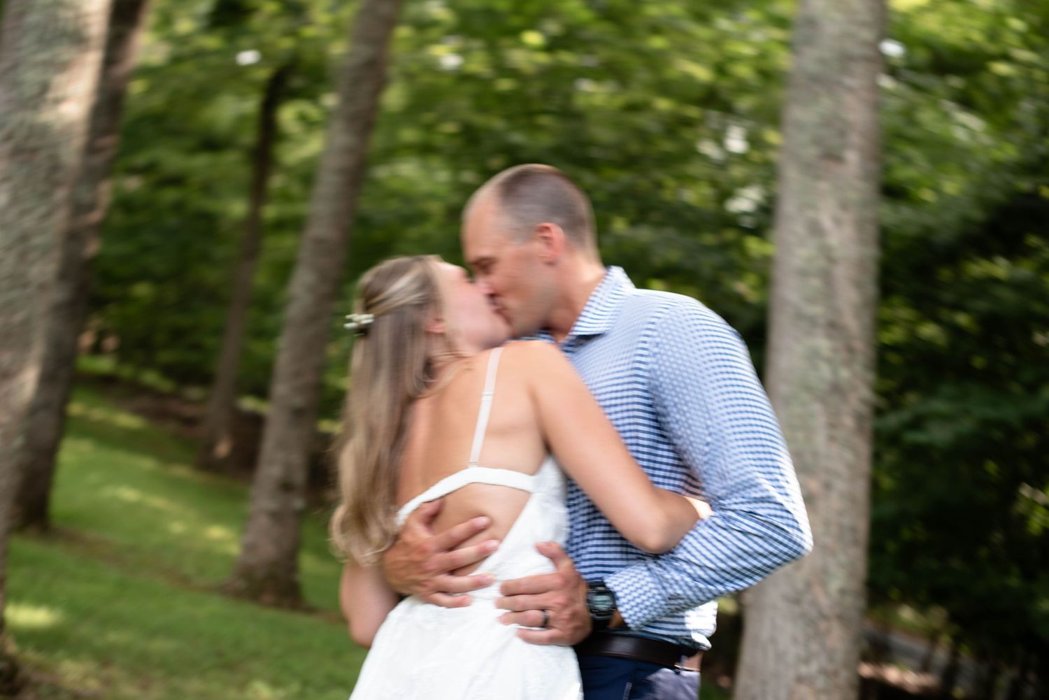 motion blur photo of bride and groom
