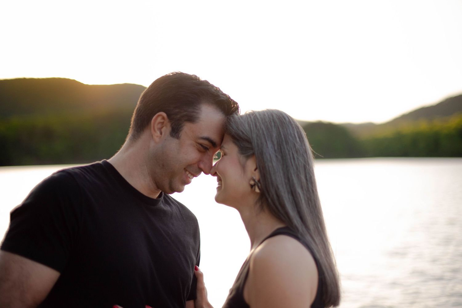 Couple in Roanoke, VA with mountain view