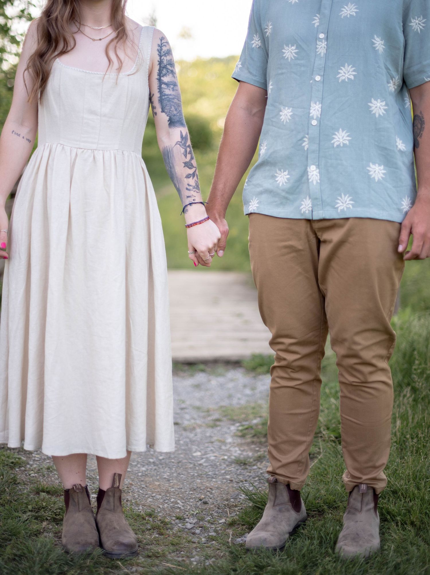 Couple holding hands during portrait session