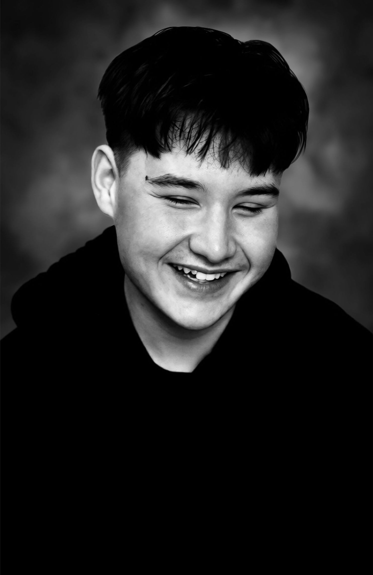 young man black and white portrait