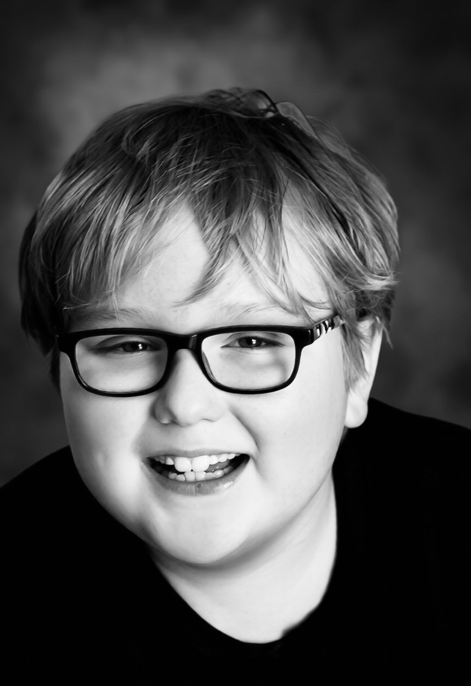 young boy black and white portrait
